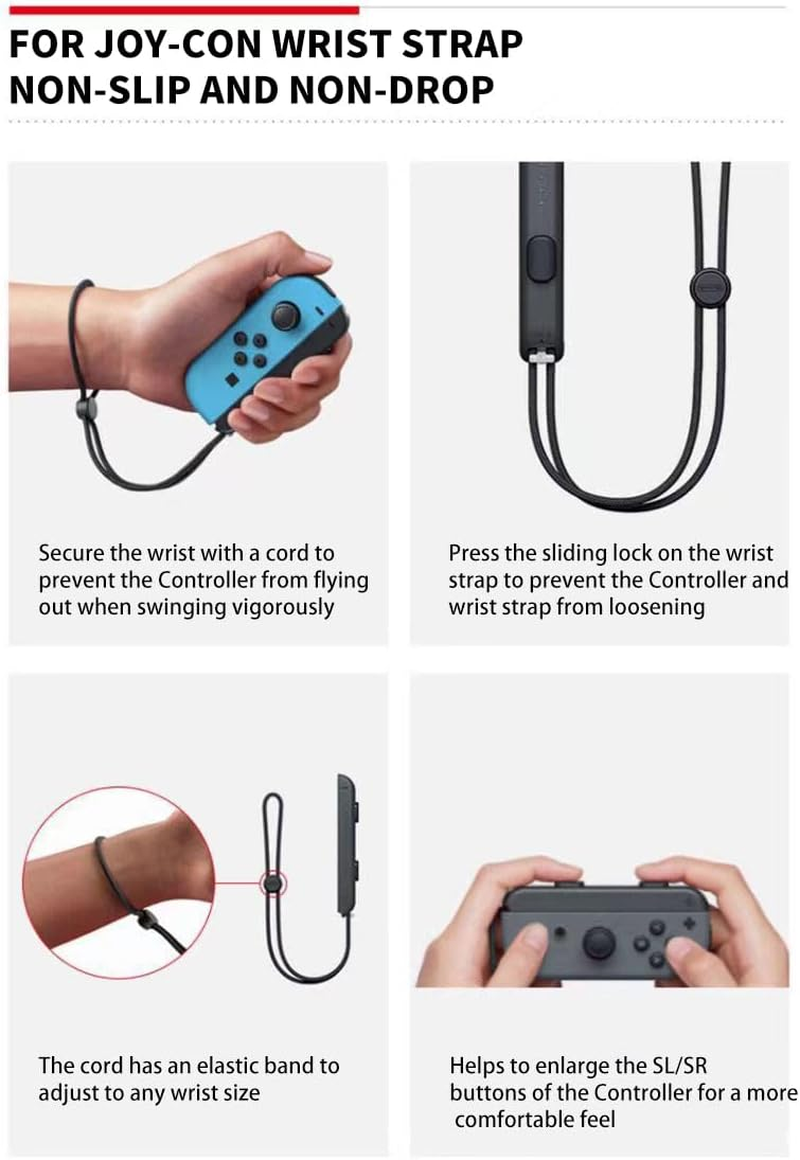 Joysticks Wrist Strap for Switch Joycon, 2 Pack Lanyard Replacement Accessories for Joy-Con Controller, Support Adjustable Tightness Straps for Nintendo Switch and OLED Joycon (White) image number 1