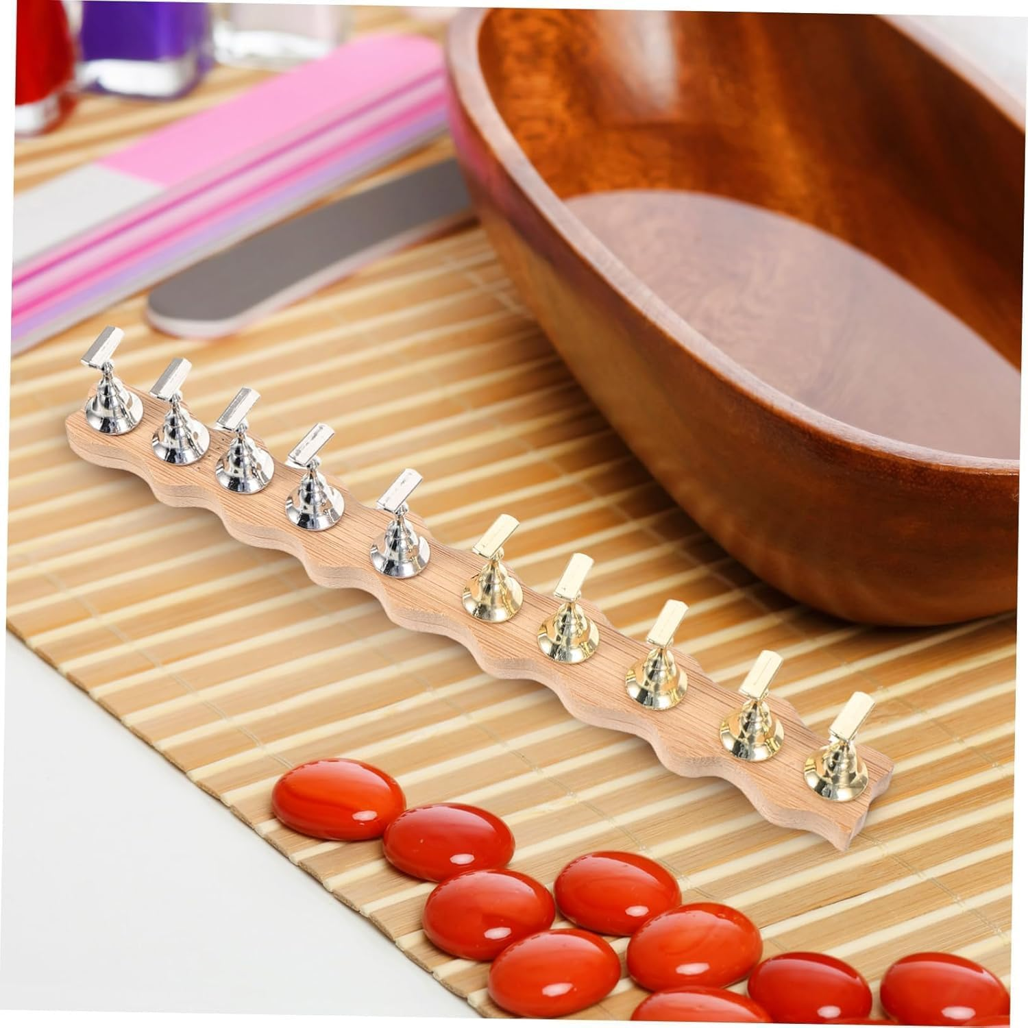 Lyfengdeam 1 Set Nail Art Base Nail Painting Stand - Nail Stands Shelving Brackets Nail Holder Hand for Nail Practice - Base Style Random image number 6