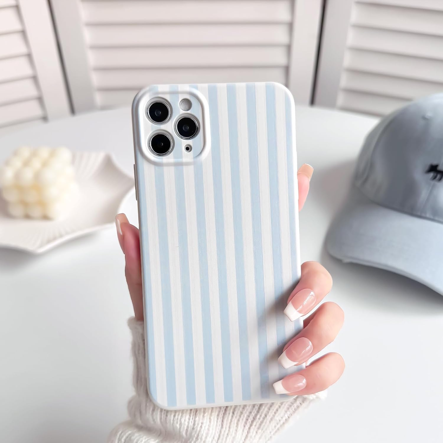 Lovmooful Compatible for Iphone 11 Pro Max Case Cute Color Striped with Aesthetics Design for Girls Women Soft TPU Shockproof More Protective Girly for Iphone 11 Pro Max Case-Blue image number 7