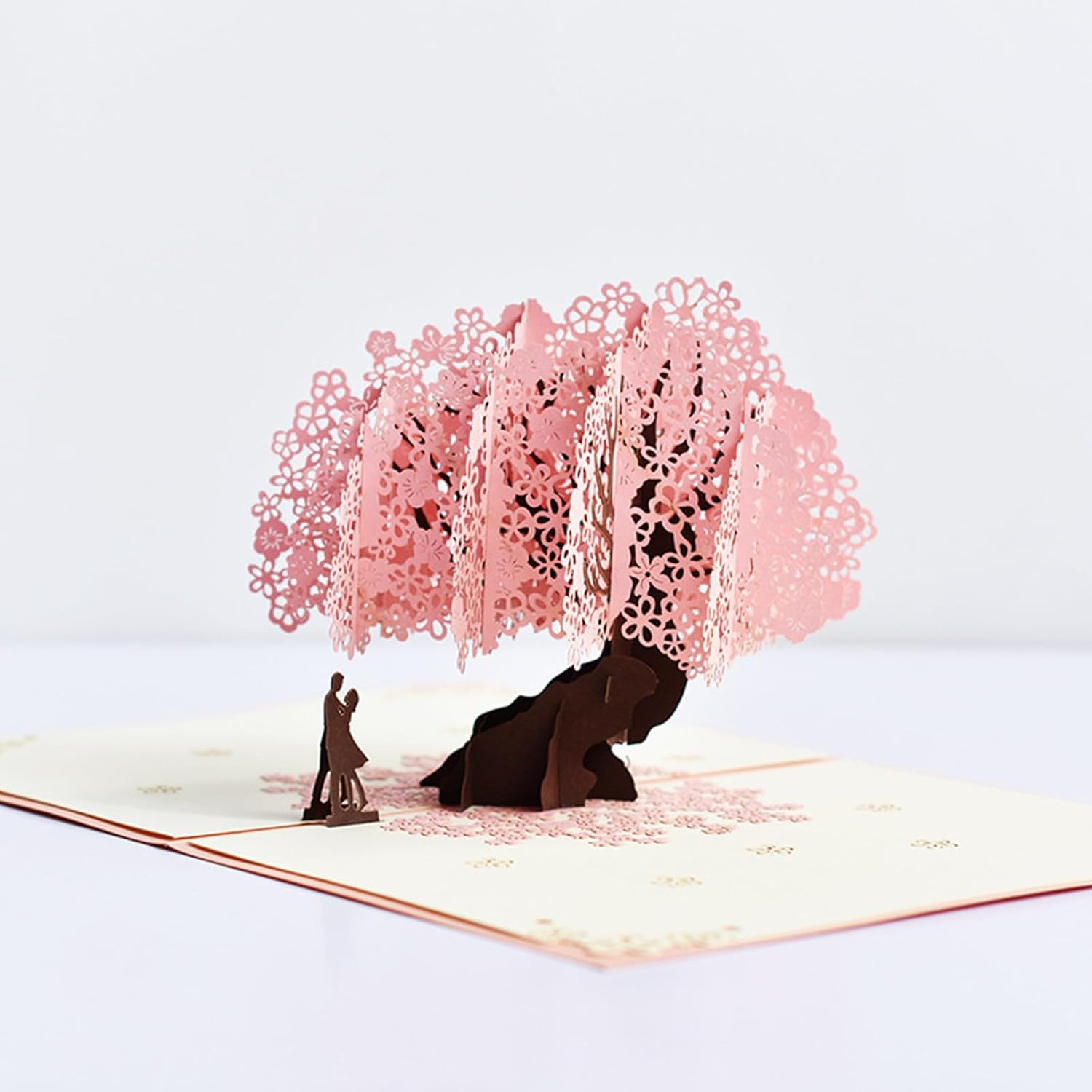 Fanlydao Pop up Wedding Card 3D Anniversary Card Greeting Cards for Her Him Husband Wife with Envelope and Blank Note(Pink Cherry Blossom) image number 4