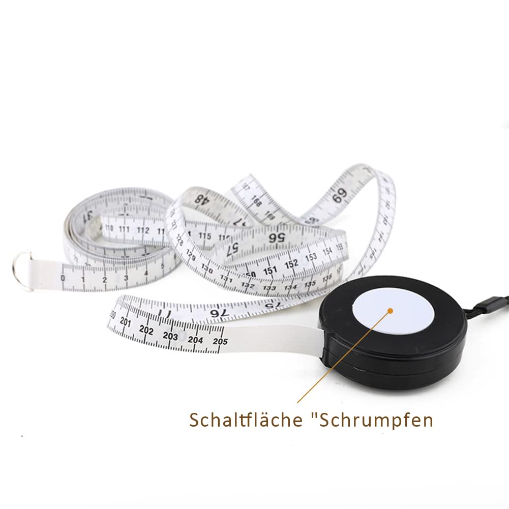 Retractable Soft Measuring Tape, 205Cm/80In Dual-Sided Tape Measure for Sewing, Tailoring Weight Loss, and Height Measurement, Black on White Scale