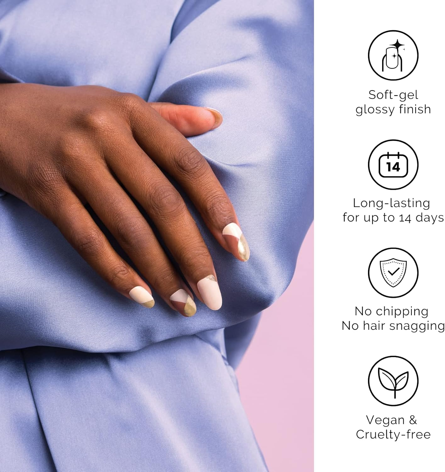 NAILOG Semi Cured Gel Nail Strips (20 Extra Long Nail Stickers) | Glossy & Long Lasting Soft Gel Finish Nail Wrap| Belle Epoque image number 1