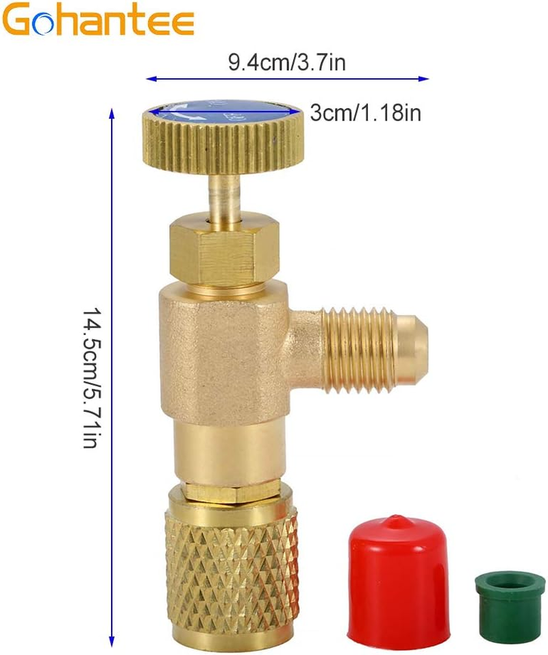 Gohantee R12 R22 Refrigerant Charging Valve, 1/4&ldquo; Male to 1/4&rdquo; Female Safety Adapter Flow Control Ball Valve for R12 R22 Air Conditioner Manifold image number 4