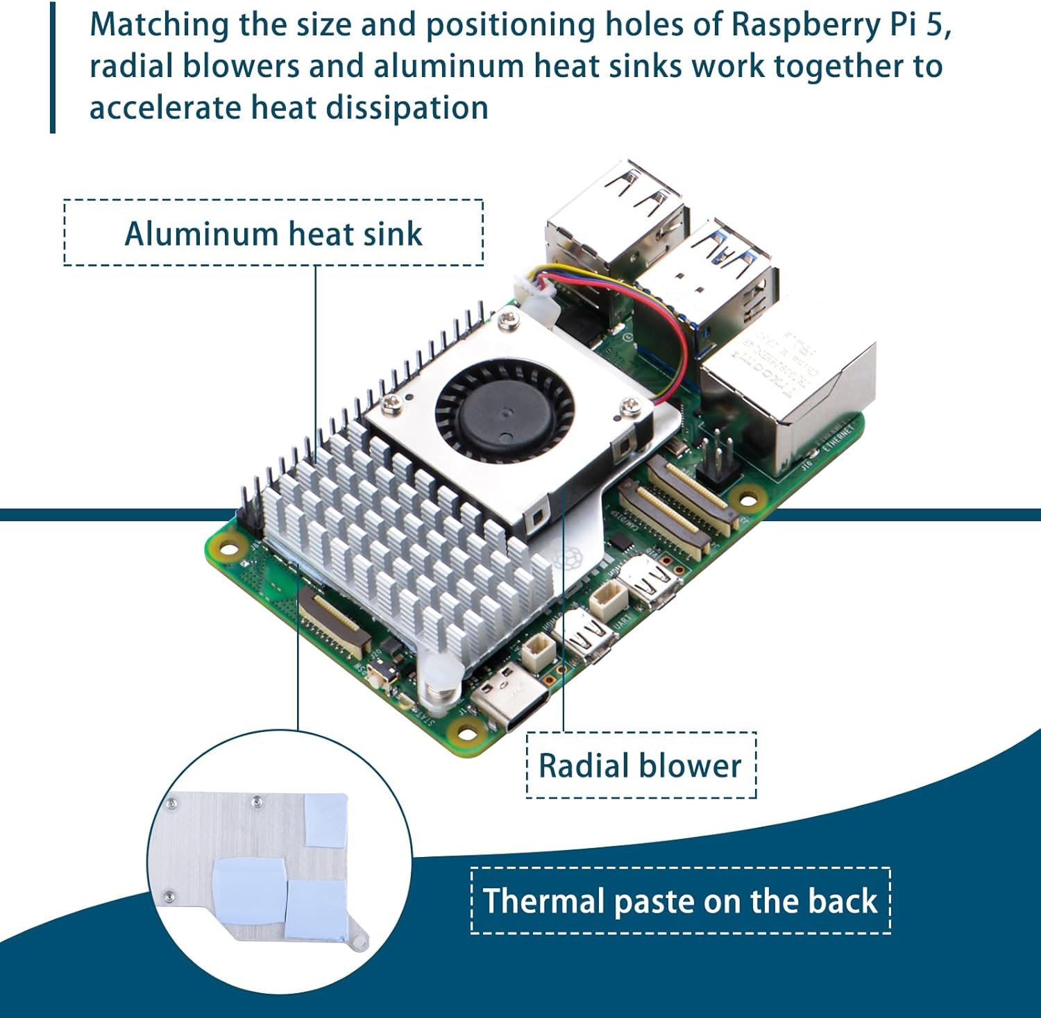 Geeekpi Starter Kit for Raspberry Pi 5 8GB, with Raspberry Pi 5 & Active Cooler, N04 M.2 Nvme SSD Pcie Peripheral Board, Case 64GB Card, Card Reader, HDMI Cables and 27W USB C Power Supply image number 2