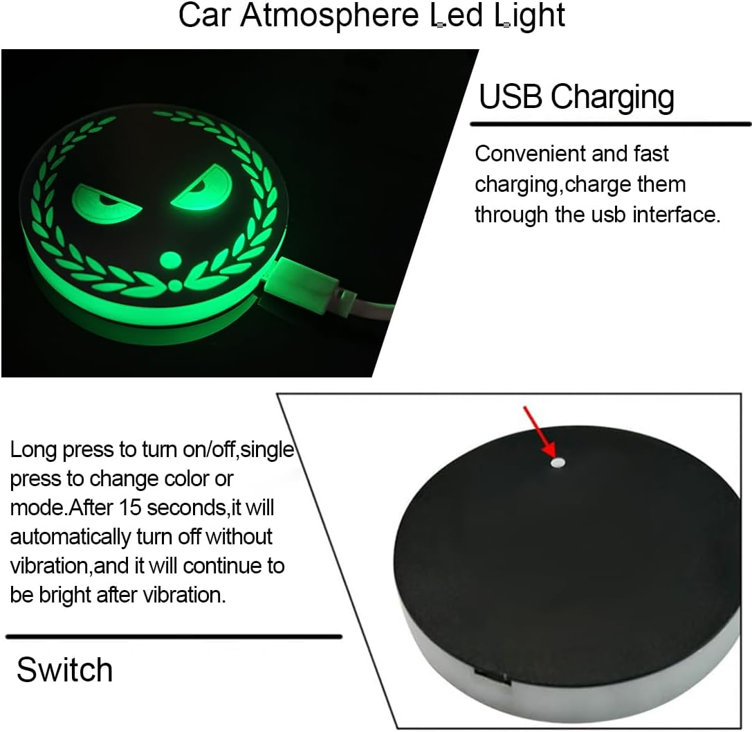 2 PCS Car Window Atmosphere Lights, 7 Colors Ambient Lighting Car, USB Rechargeable Car LED Lights, Car Interior Lights with Rainbow Effect, Portable Led Lights for Car Decoration image number 1