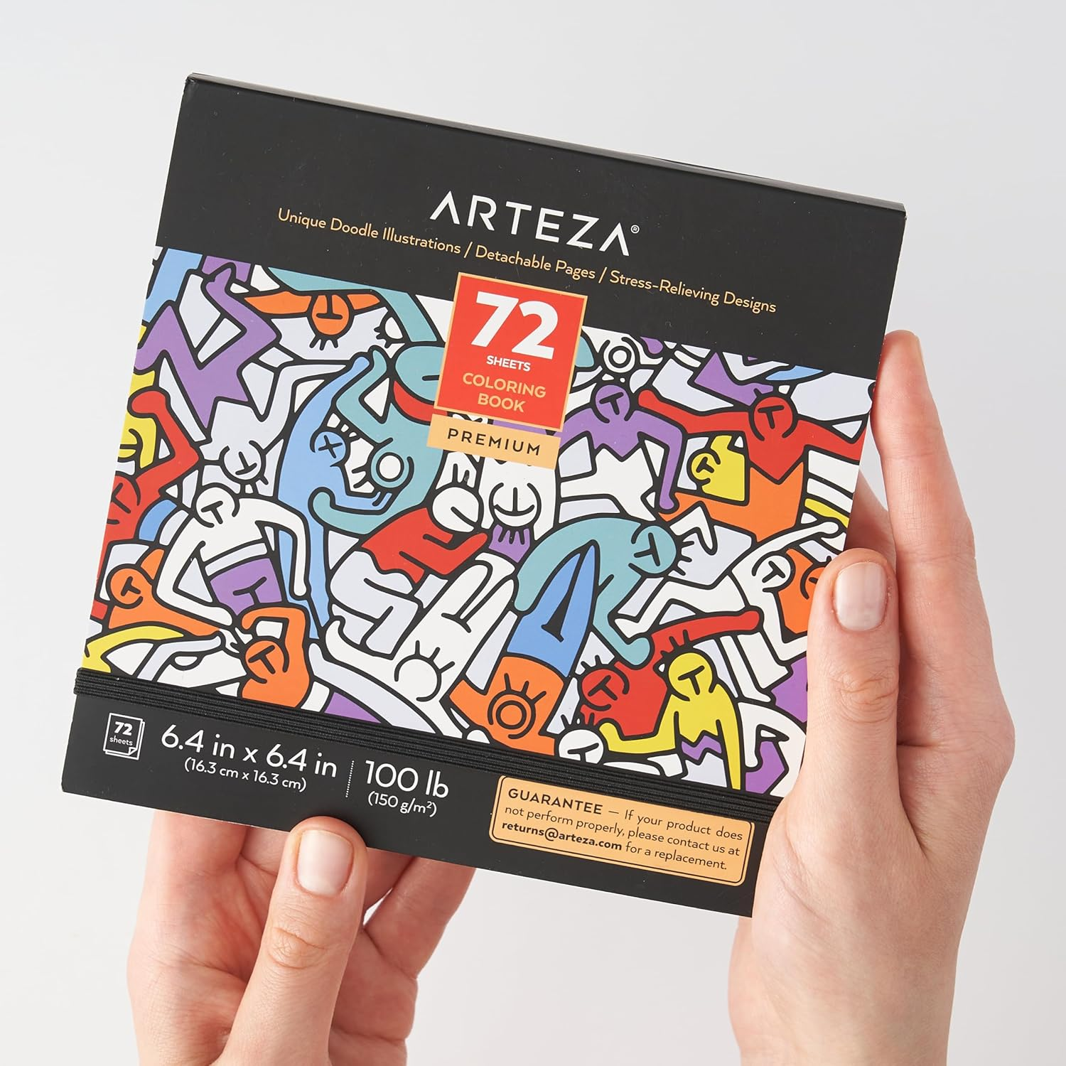 ARTEZA Coloring Book for Adults, Doodle Designs, 72 Sheets, 100 Lb, 6.4X6.4 Inches, for Anxiety, Stress Relief & Relaxing, Detachable Pages image number 6