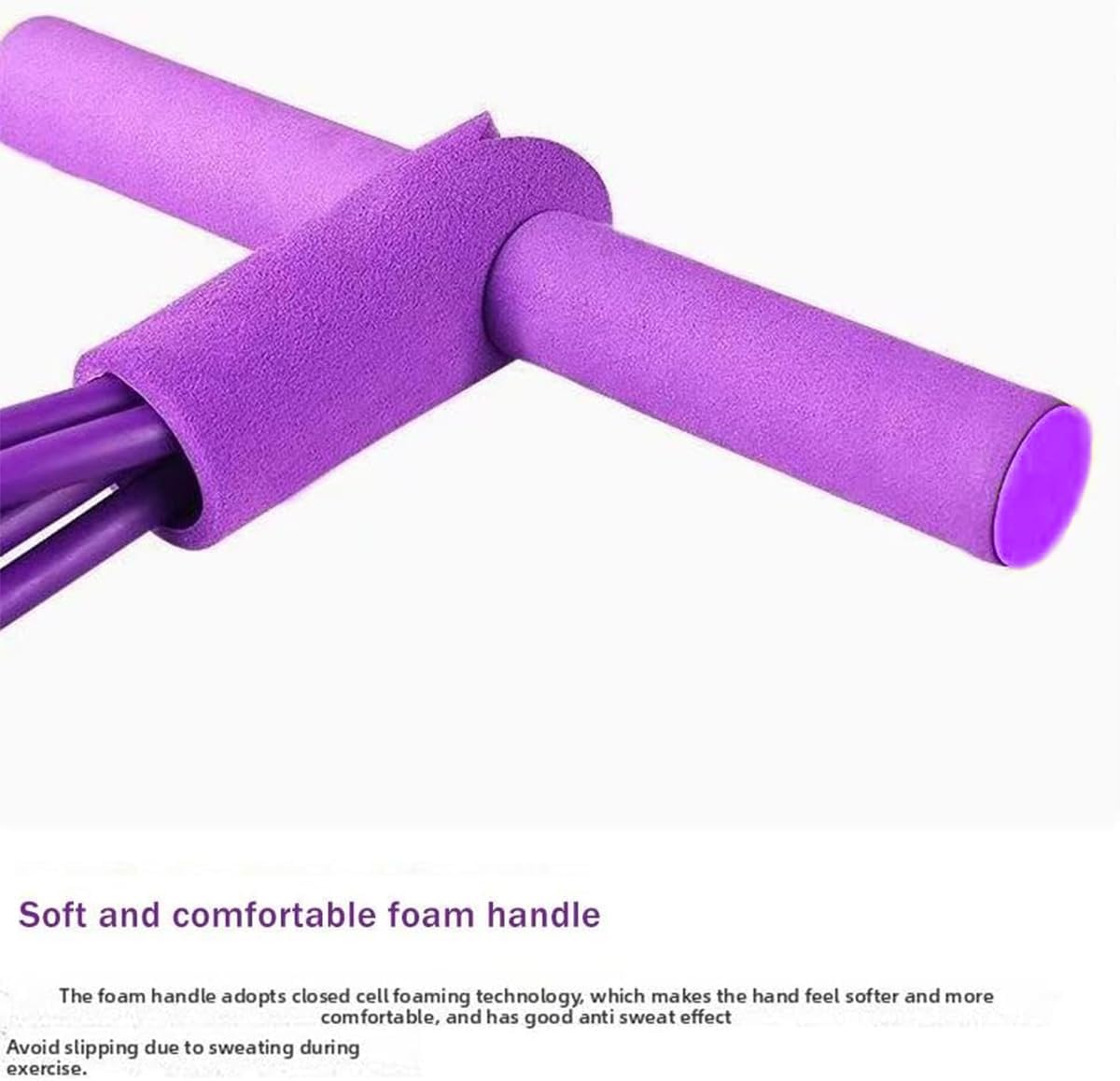 6-Tube Pedal Resistance Band, Premium Elastic Tension Rope for Full Body Workout, Natural Latex Fitness Bands for Strength Training,Yoga Stretching Slimming Training, Home Gym Exercise Equipment image number 3