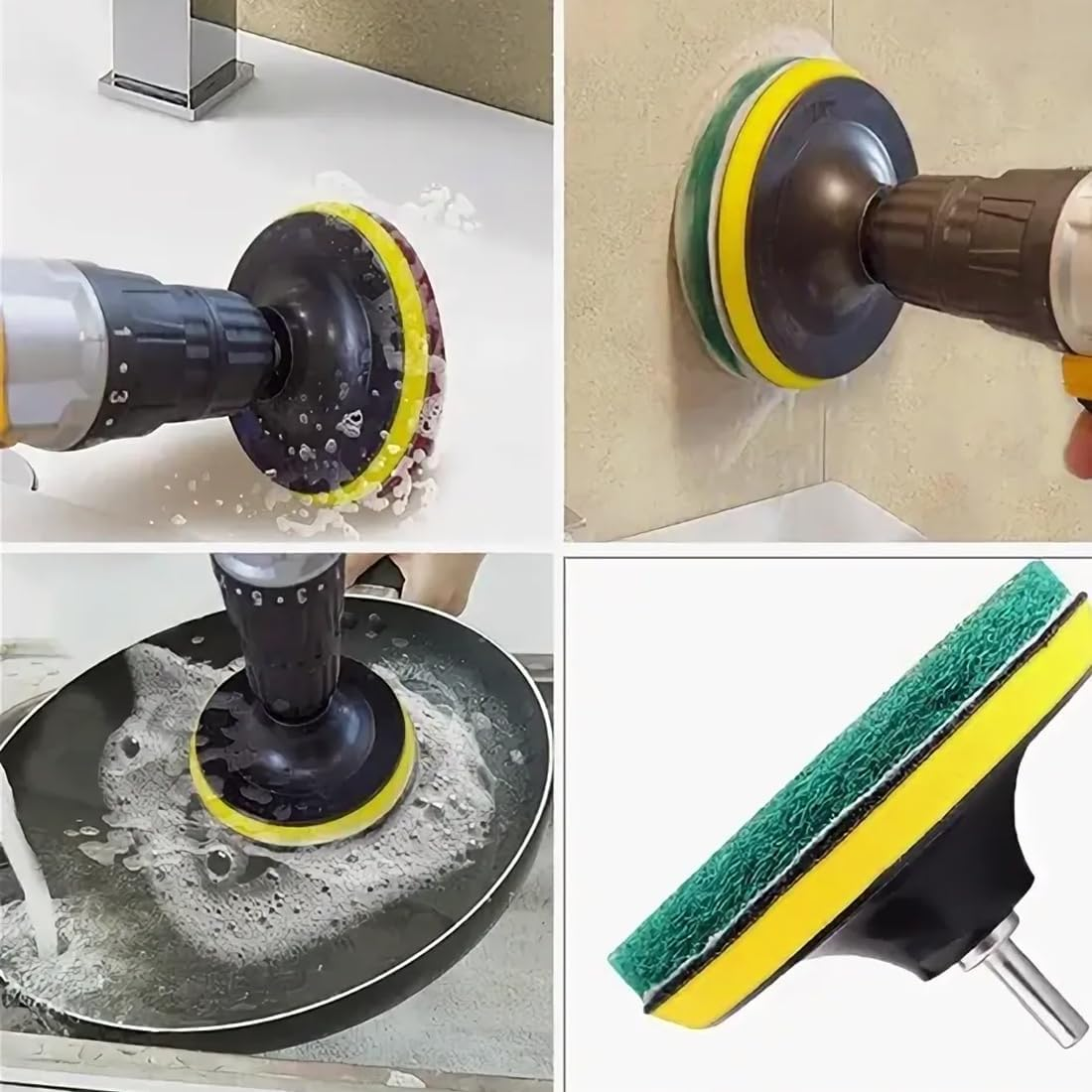 GXGM Pack of 9 Scrub Pads 4 Inch Drill Brush Kit for Power Scrubber Cleaning Brushes for Kitchen, Bathroom, Car, Polishing, Sink, Bathtub image number 3