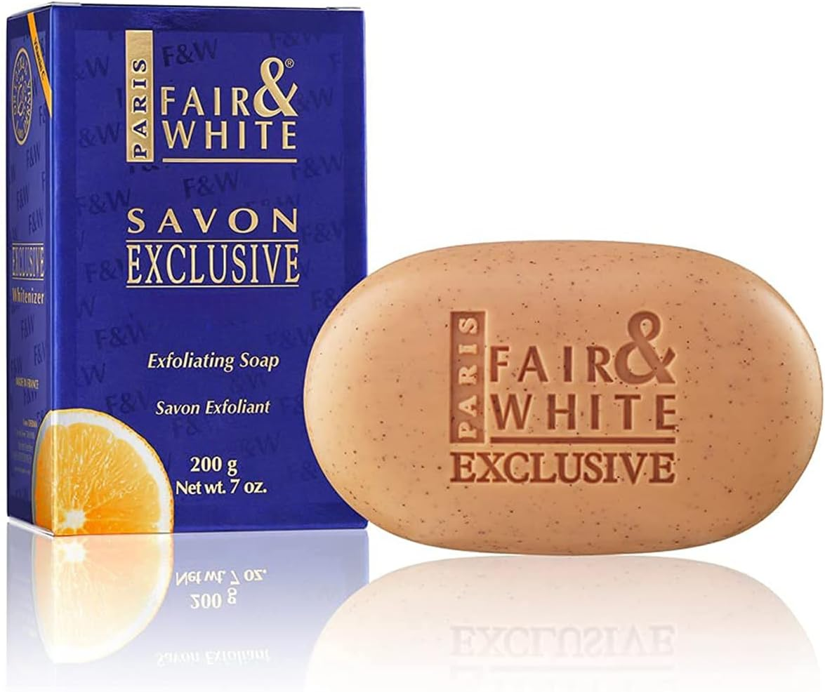 Fair and White Exclusive Exfoliating Soap - 7 Oz / 200 G - Skin Brightening Bar, Fade Dark Spots, Hyperpigmentation Soap, Uneven Skin Tone, with Vitamin C and Shea Butter image number 1