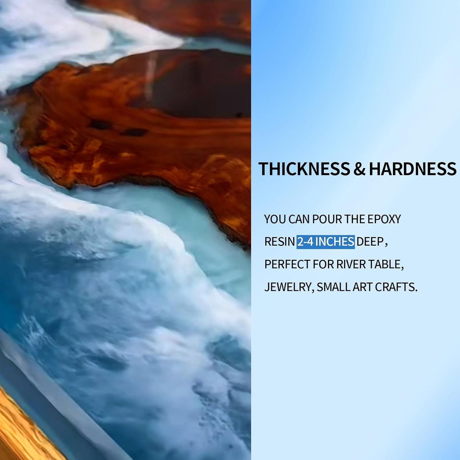 1.5 Gallon Resin Epoxy Kit (2:1) for 4 Inch Pour Depths, Bubble Free, Low Odour, Crystal Clear Casting Resin for Bar Tops, Table Tops, River Tables, Wood Fillers, Crafts image number 2