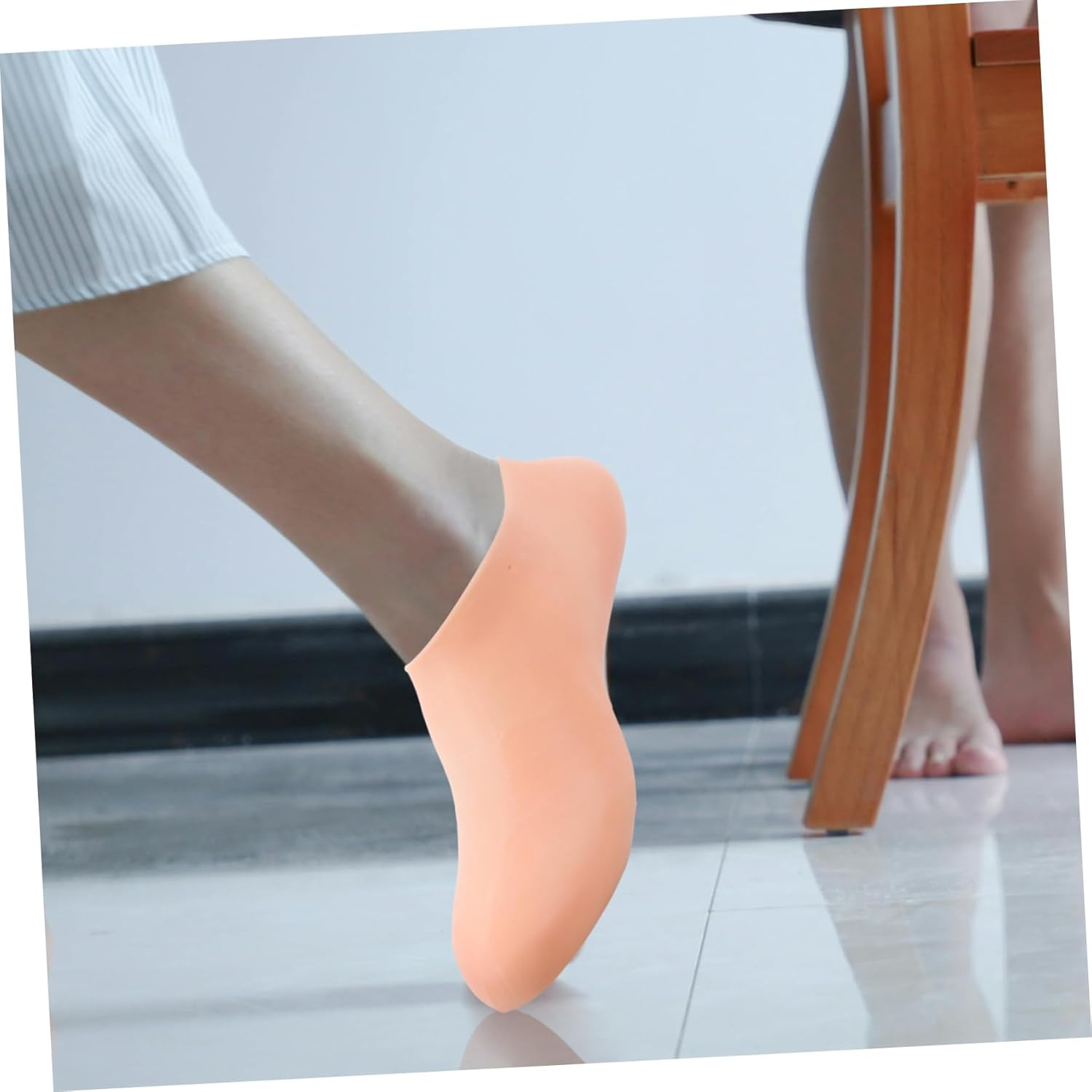 NOLITOY 2Pairs Lotion Socks Moisturizing Spa Socks Reusable Elastic for Women Overnight Foot Care image number 4