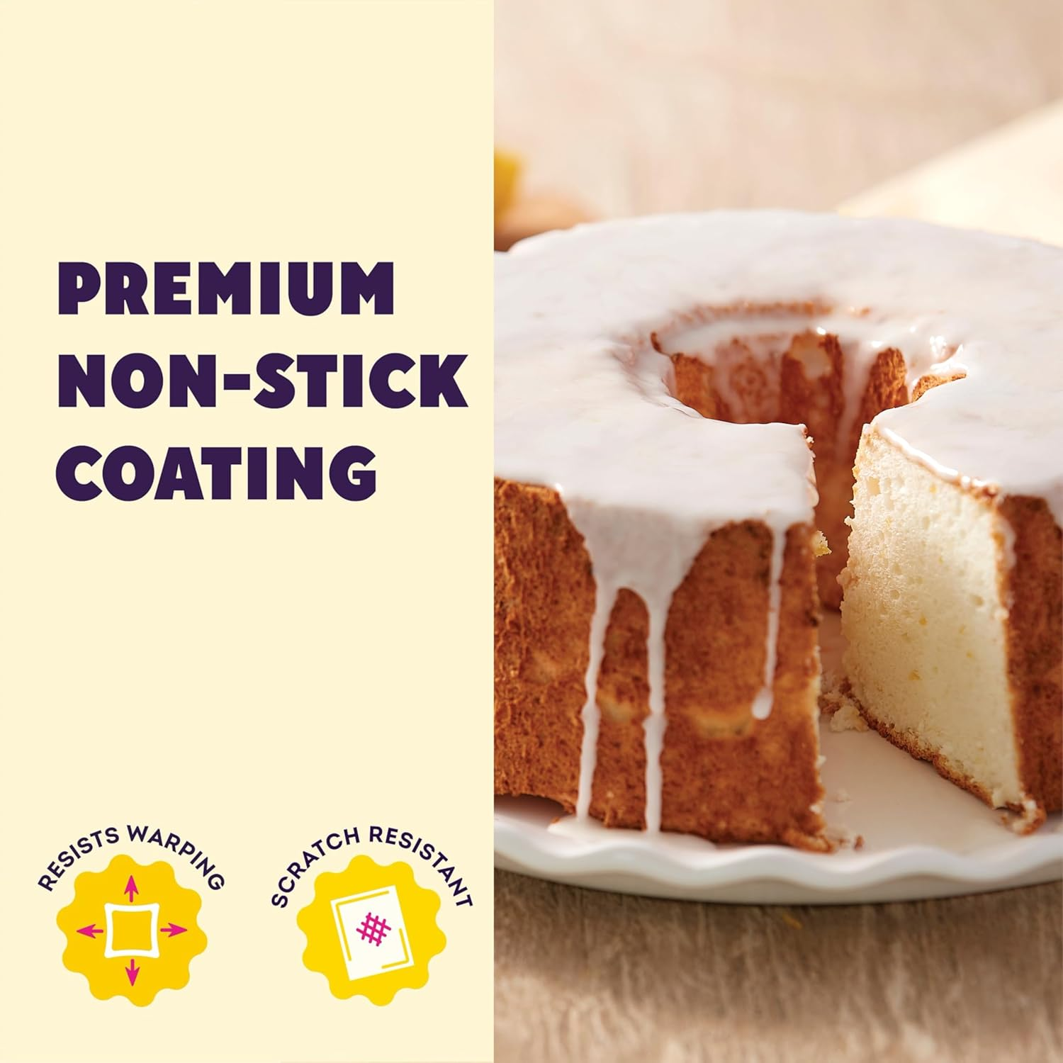 Wilton Gold Premium Non-Stick Warp-Resistant Bakeware, Made without Pfas, Angelfood Pan, Packaging May Vary