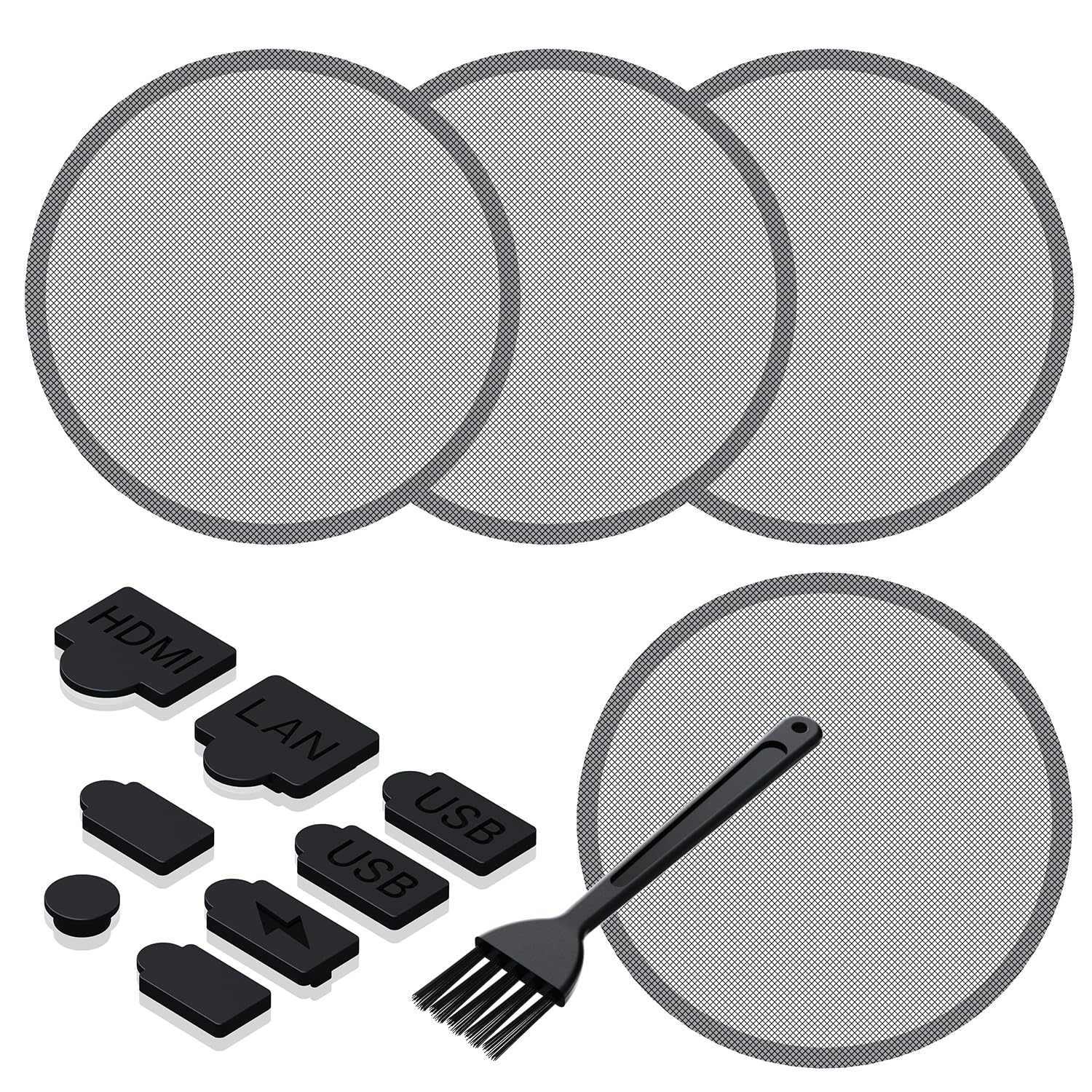 GRAUGEAR PS5 Dust Cover Set, PS5 Port Plugs + PS5 Fan Dust Filter, PS5 Dust Protector Cover Kit, Breathable Mesh Dust Cover for PS5 Cooling Fan, Silicone Dust Plugs for PS5 Console