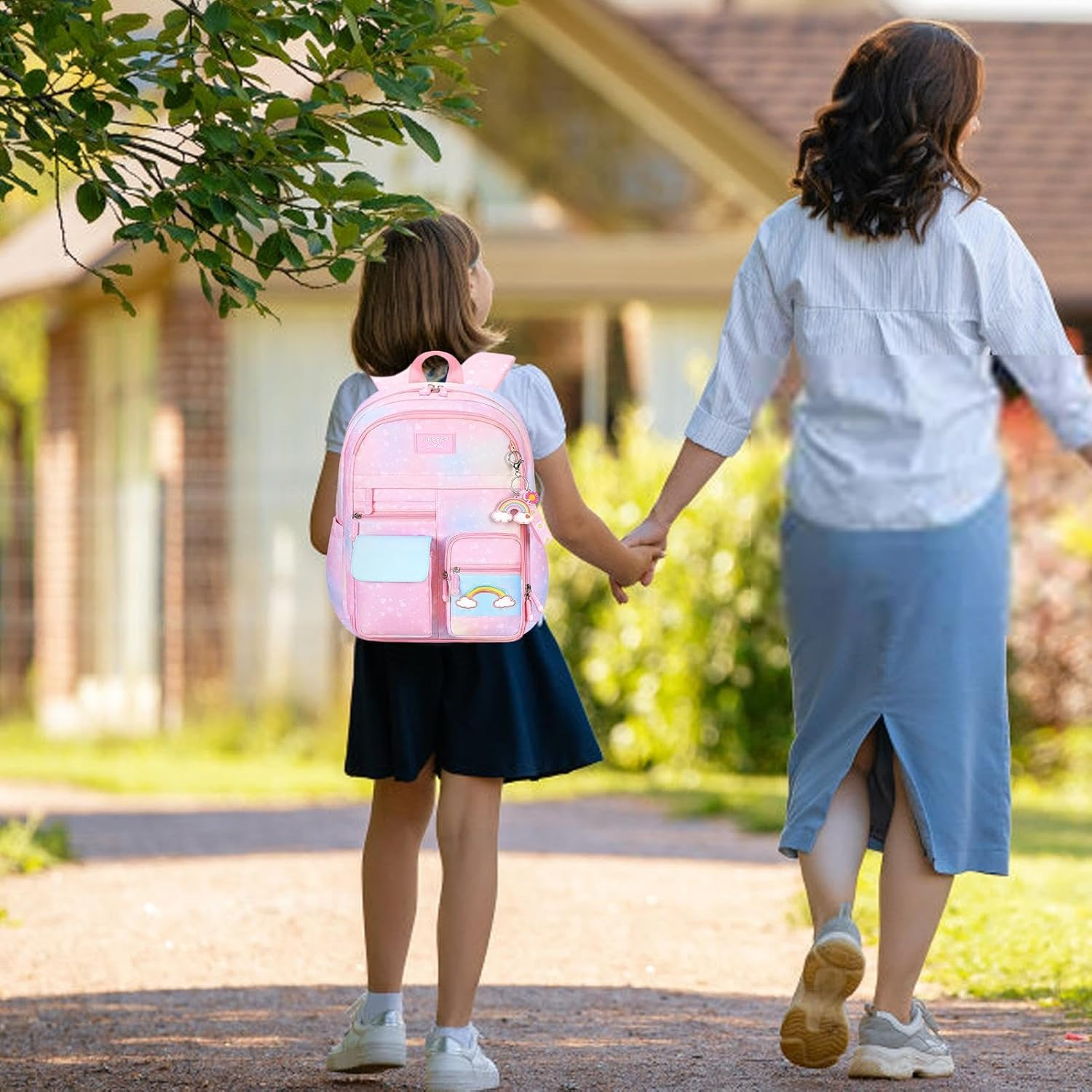 Rainbow Backpack,Rainbow School Bookbags | Laptop Bookbag, Water Resistant Cute Large Capacity Computer School Bag for Girls Teens Students image number 6