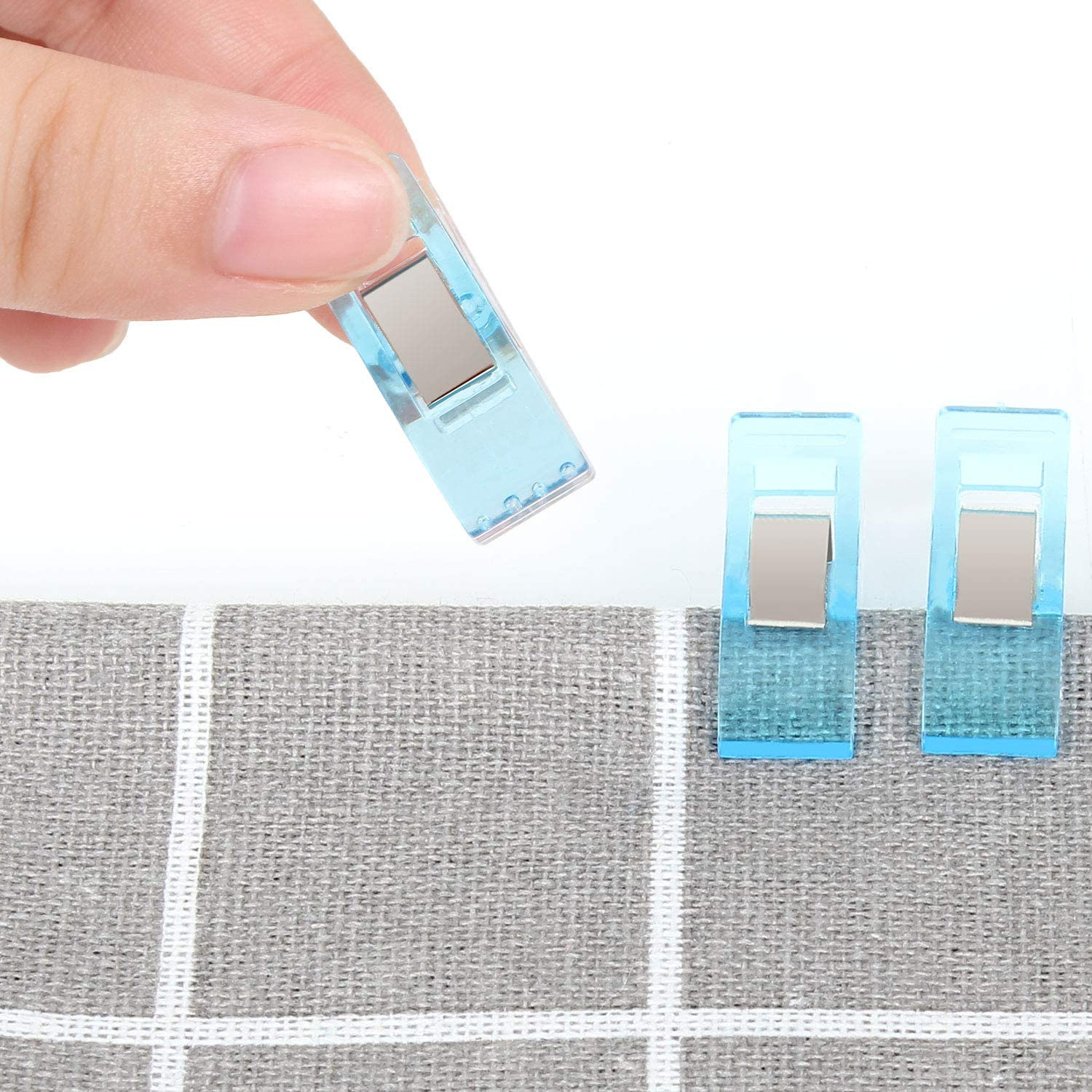 200 PCS Sewing Clips, Multipurpose Quilting Clips Plastic Fabric Clips for Sewing and Quilting, Crochet, Paper, Food Storage, Cables (Clear Blue) image number 4