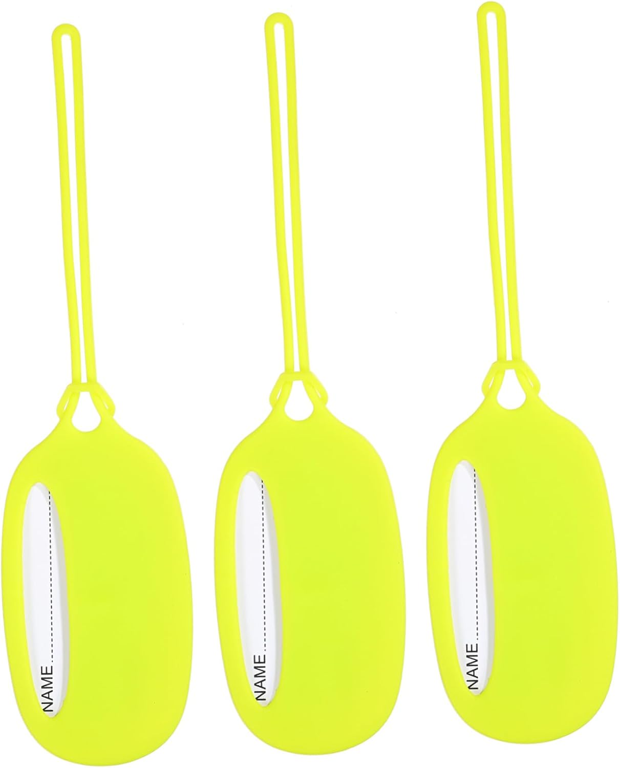 POPETPOP Silicone Luggage Tags 3Pcs Yellow Green Set Travel Suitcase Name Tags Flexible Sturdy Identification for Suitcases and Strollers image number 4