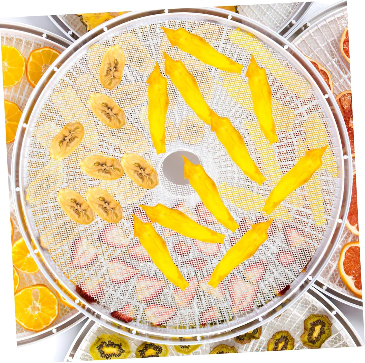 SHOWERORO 3Pcs Silicone Dehydrator Sheets for Fruit Meat Vegetables Non-Stick Reusable Mats round Drying Trays for Making and Food Preservation