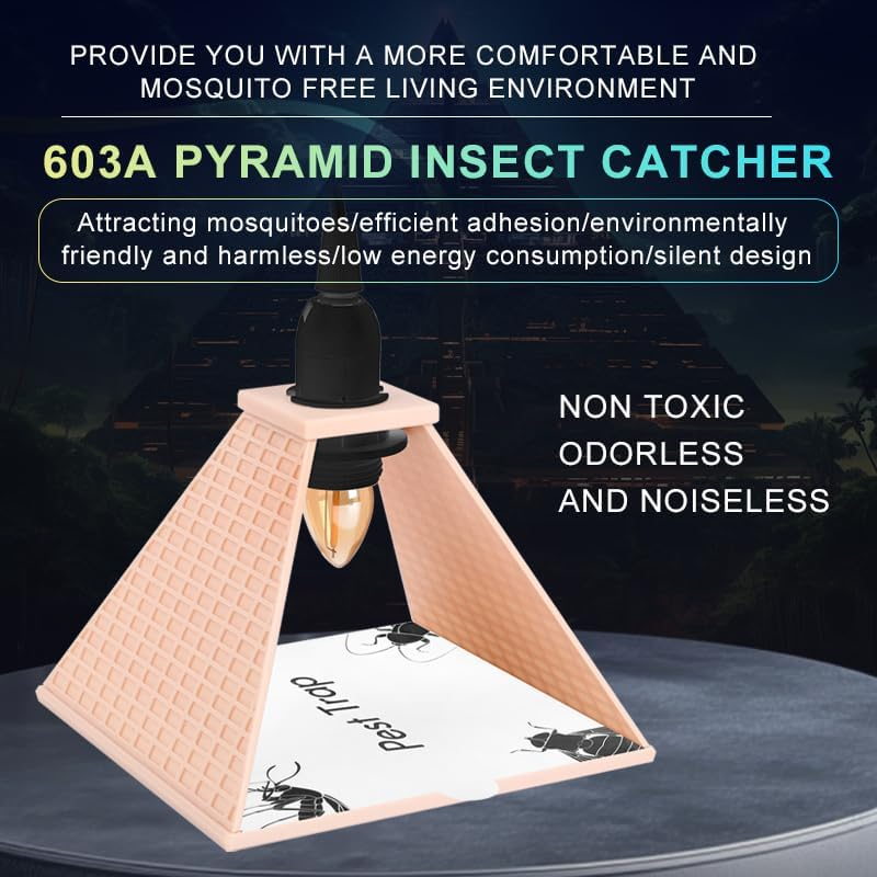 2PCS Indoor Plug-In Insect Trap, Multi-Functional Night Light, Indoor Mosquito and Fly Trap, Suitable for Bedrooms, Living Rooms, Dormitories, Etc. (Pyramid-Shaped) image number 4