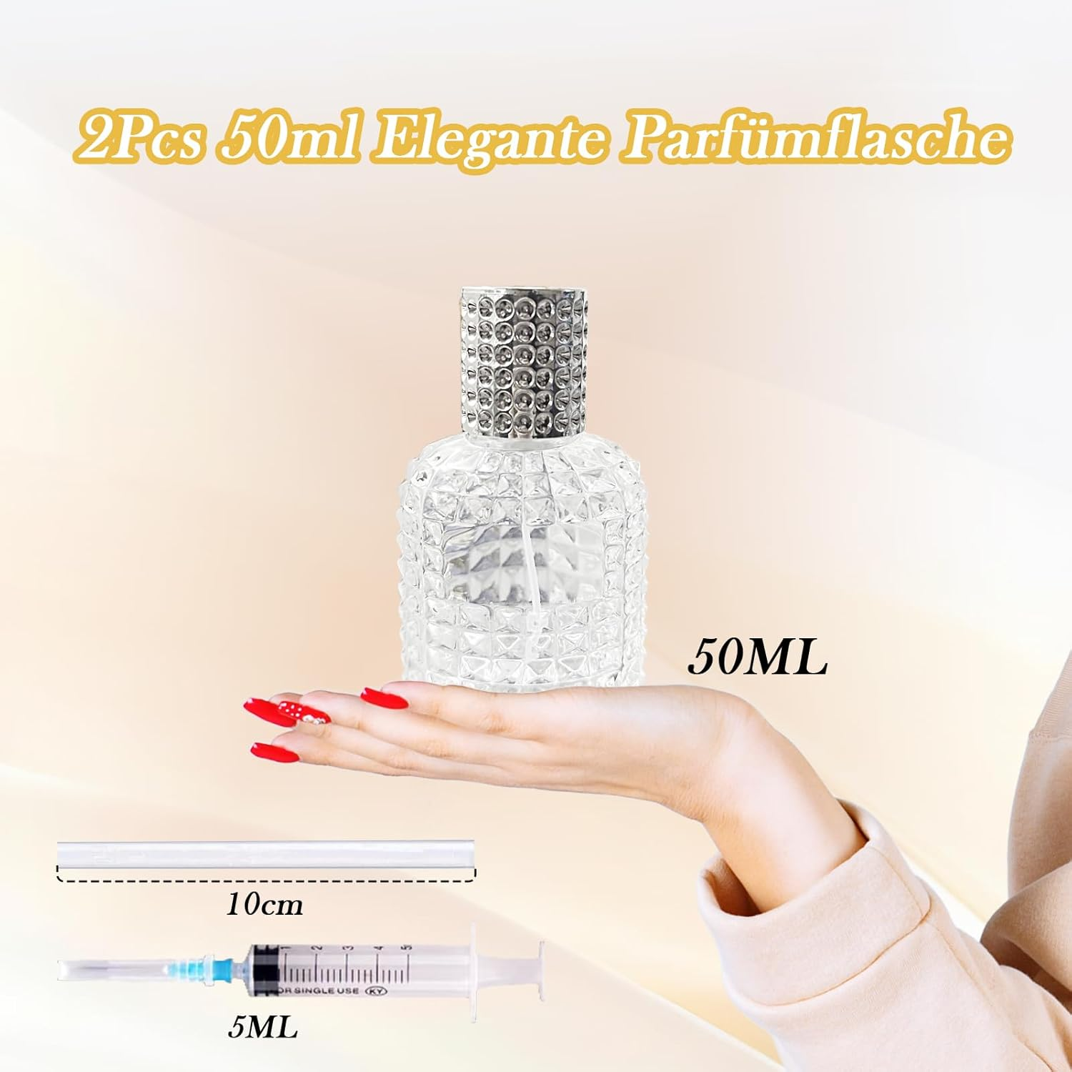 XUSSMM Pack of 2 Perfume Atomisers, Refillable, Pineapple Perfume Bottle, Empty, Portable Spray Bottle for Men and Women with Perfume Atomiser, Funnels and Caps for Perfume, Travel, Cosmetics (50 Ml, image number 4