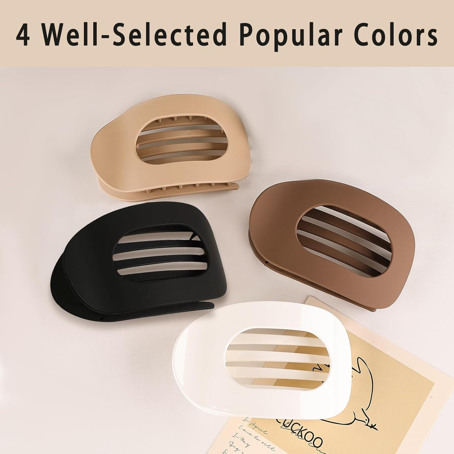 4-Pack Flat Hair Clips for Women &ndash; Curved Matte Claw Clips for Lying & Driving, Strong Hold for Thin & Thick Hair &ndash; Neutral Hair Accessories for Women & Girls image number 1