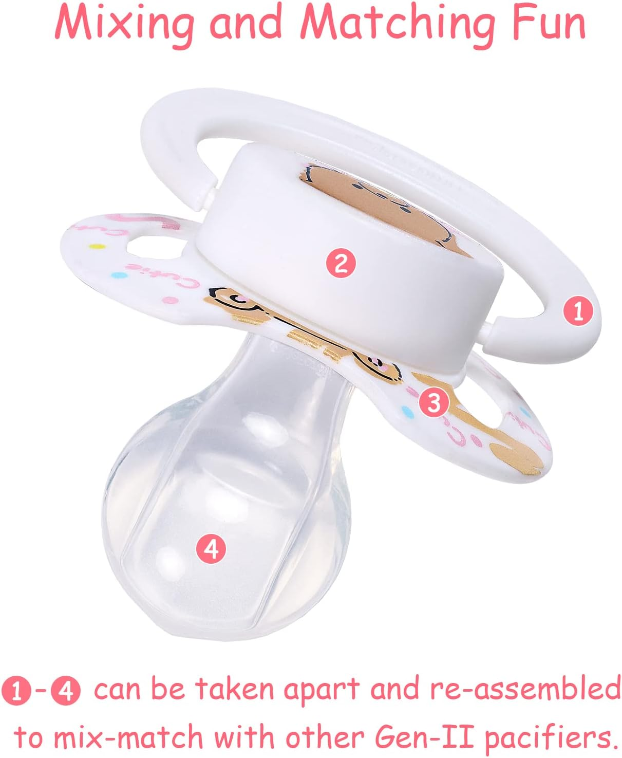 Littleforbig Bigshield Generation-Ii Big Sized Pacifier Cuties Pattern White Bear image number 6