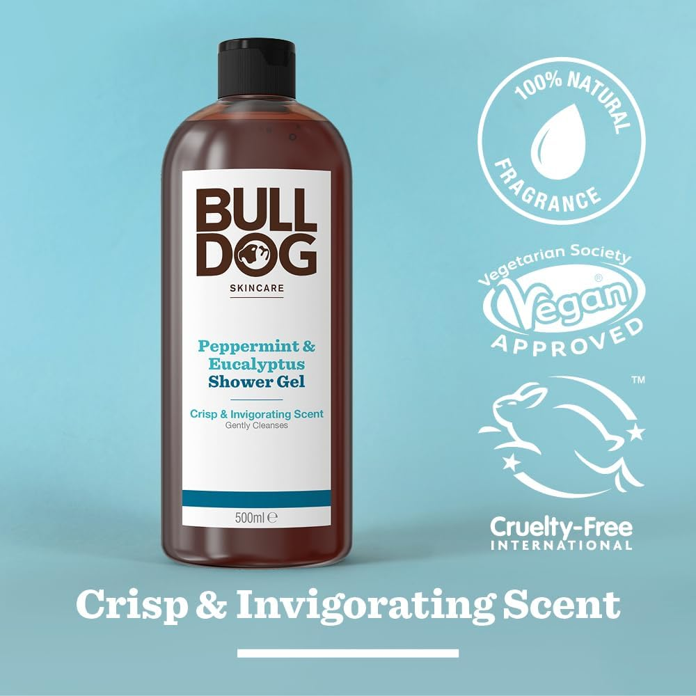 Bulldog Skincare Peppermint & Eucalyptus Shower Gel 500Ml Men&rsquo;S Shower Gel Natural Fragrance image number 3