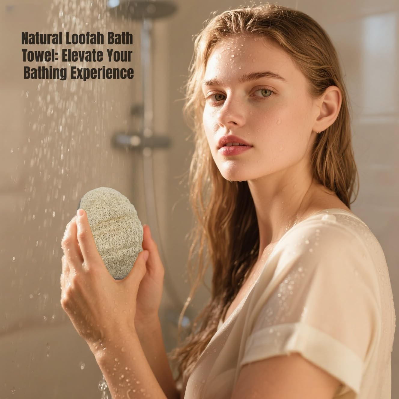 4 Pack Natural Loofah Body Scrubbers, White & Brown Exfoliating Shower Sponge Set for Men & Women, Eco-Friendly Biodegradable Loofa Bath Exfoliator, Gentle yet Effective Body Scrub image number 2