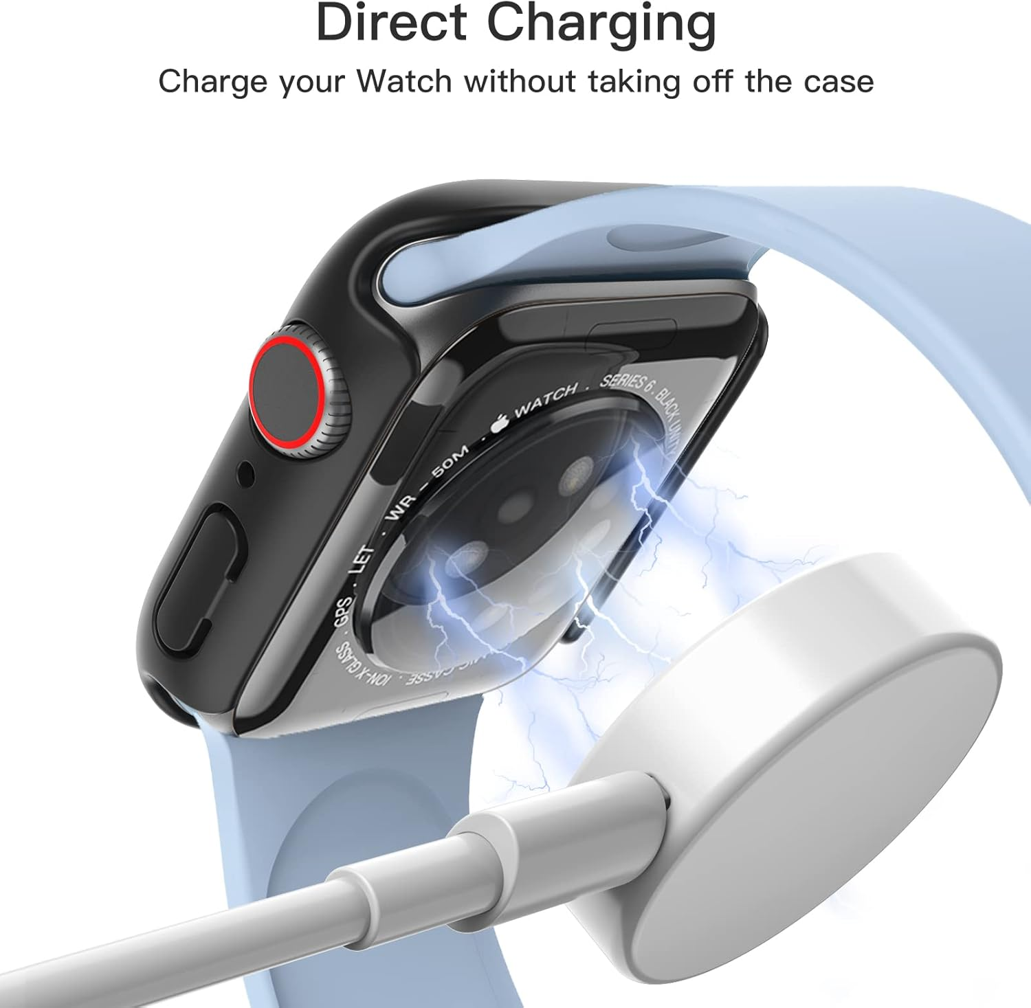 Jetech Case with Screen Protector for Apple Watch SE 3/2/1 (2025/2022/2020) / Series 6 5 4 40Mm, Overall Protective Cover, Built-In Tempered Glass Film High Sensitivity, 2 Pack (Black) image number 2