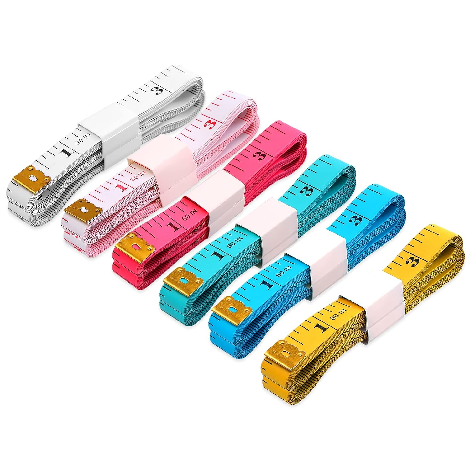 6 Packs Soft Body Tape Measure Measuring Tape for Body Double Scale Small Fabric Sewing Tailor Cloth Waist Pink Measuring Tape Measure for Body Measurements Weight Loss, 150Cm/60Inch image number 2