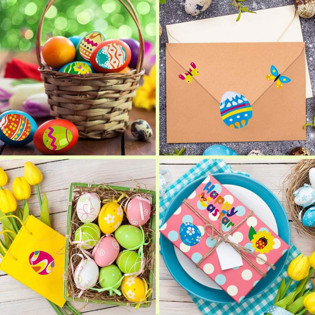 Fyvadio Easter Stickers, 12 Sheets 180 Pieces Easter Bunny Stickers Eggs Chick Labels for Easter Party Favor DIY Craft Art Making Decoration image number 4