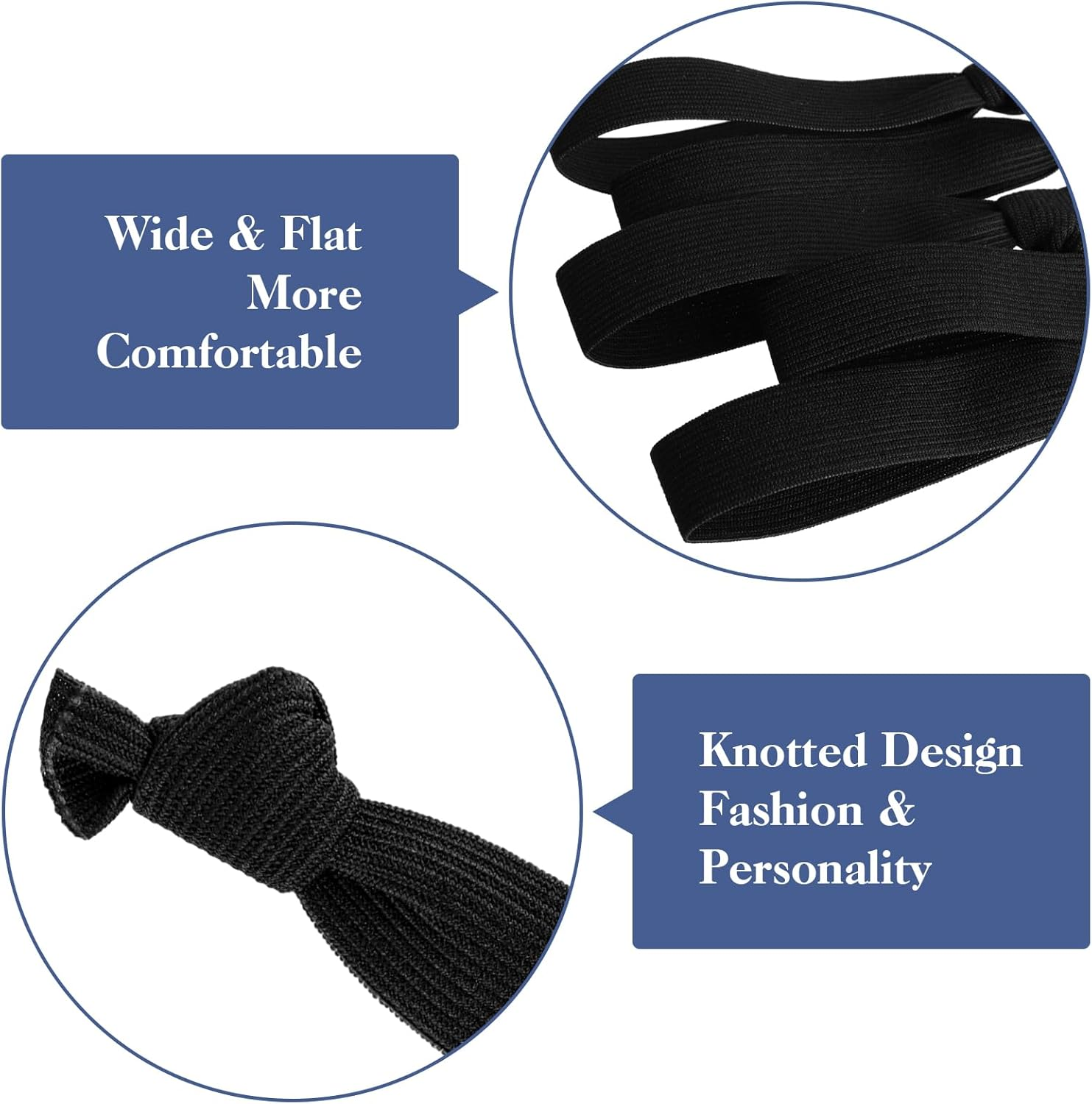 Teaaha Men'S Hair Bobbles Pack of 20 Black Knotted Hair Band Men, No Damage to Hair Band, Men, Curly Thick Elastic Sports Hairband, Men, No Wrinkles, Perfect Hair Band Men image number 2