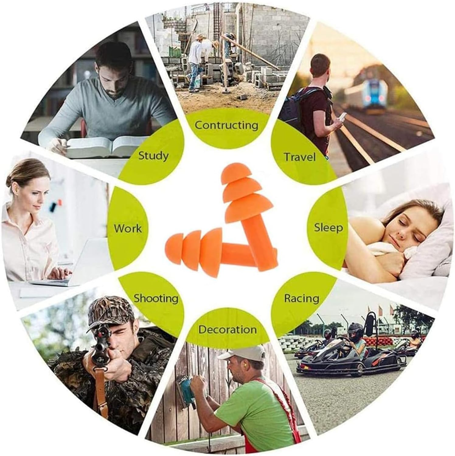 6PCS Ear Plugs for Sleeping with 32Db Noise Reduction, Reusable Soft Silicone Ear Plugs for Swimming, Snoring, Work, Concerts, Shooting, Travel - 3 Pairs with Cord & 3 without Cord image number 3