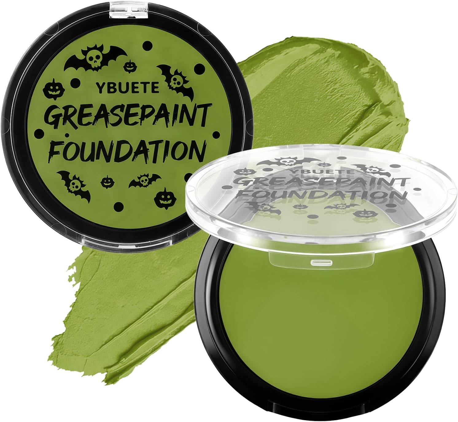 YBUETE Ogre Green Foundation Oil Based Face Paint, Professional Green Greasepaint for St. Patrick'S Day, Halloween Face Painting for Witch Shrek Hulk Goblin Monster for Adult Carnival & Costume Party
