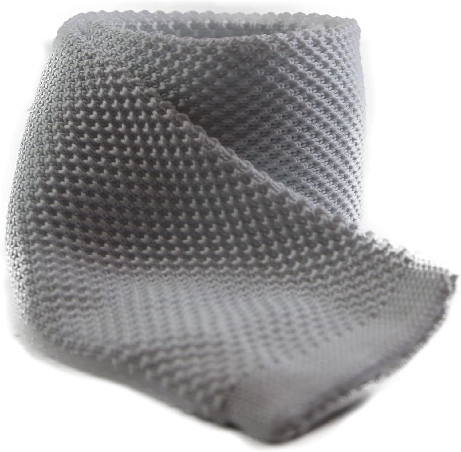 Mens White Knitted Neck Tie image number 1