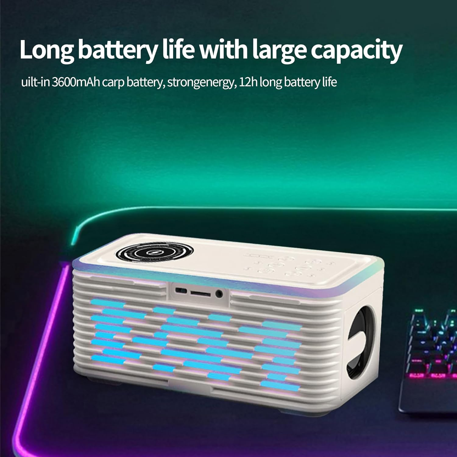 Wireless Charging Bluetooth Speaker, Stereo Surround Sound, 12 Hours of Playback, 24 Sleep Sound Effects, 5 Mood Lights, Support AUX, TF Card Input, Suitable for Boys, Girls, Family Holiday Gifts
