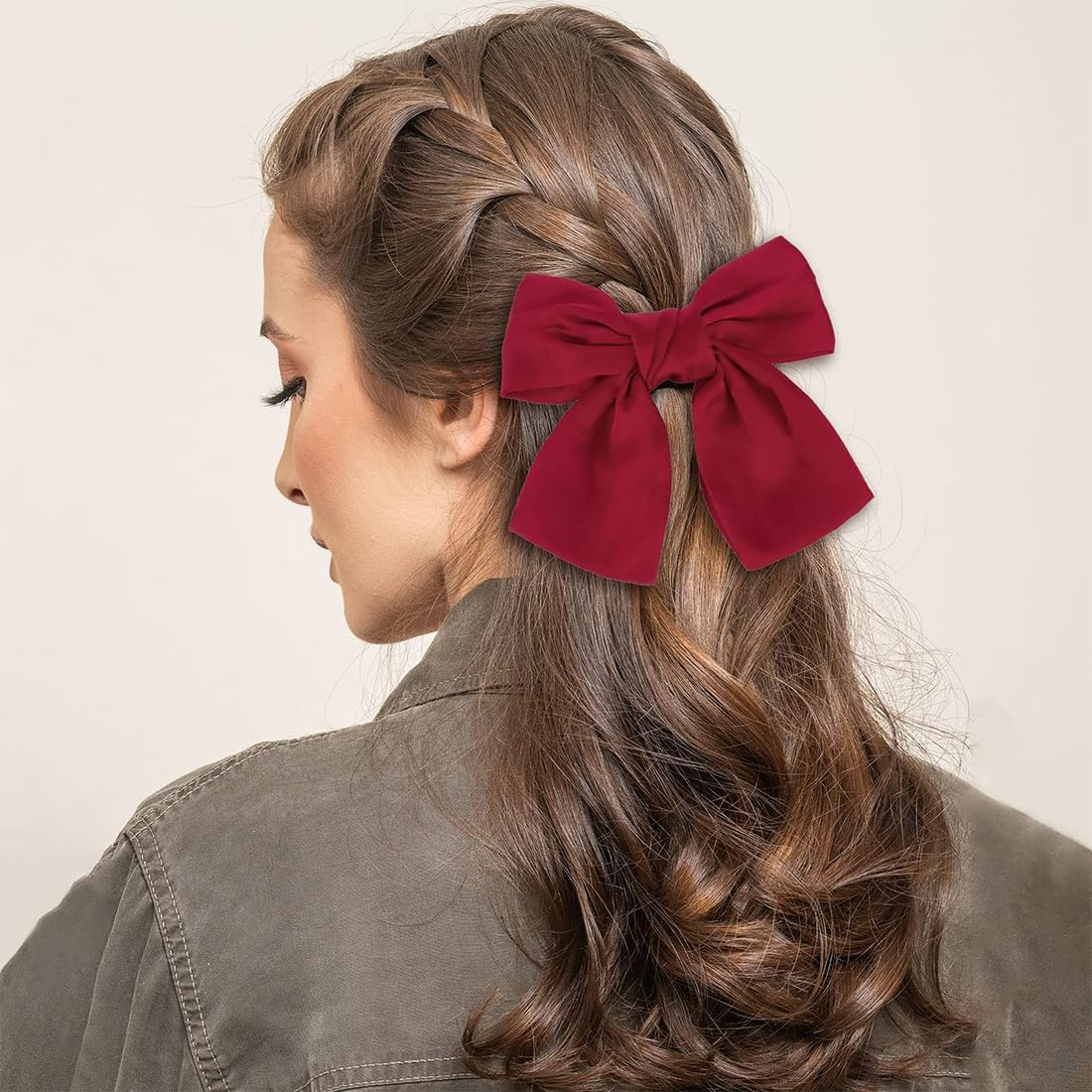 Bangbobi Women'S Hair Bow - Red Bow Hair - Satin Hair Clip for Women - Large Hair Bows in Black and Red (Pack of 2) image number 1