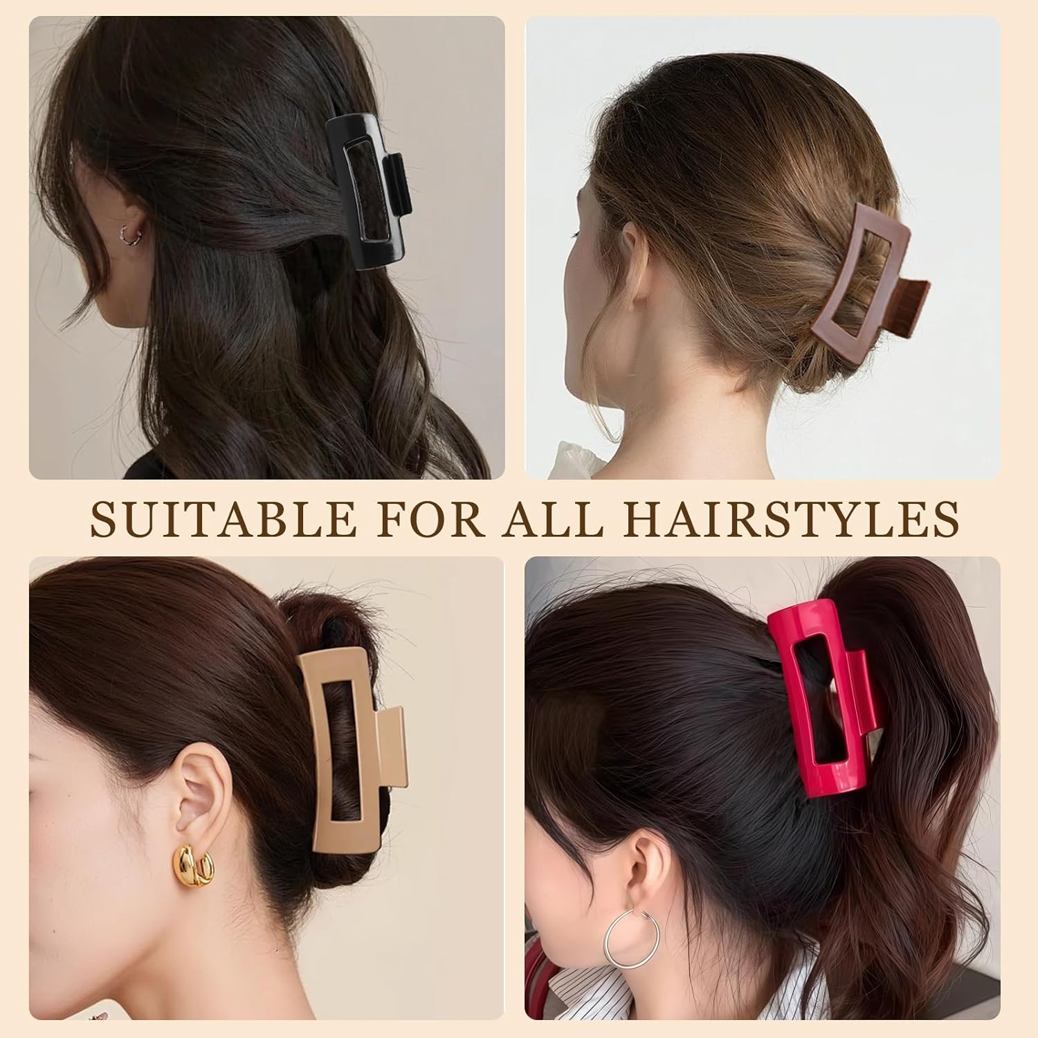 Ueiykoz 4PCS Cloud Claw Clips,Soft & Flexible Claw Clip Large Non-Slip Hair Clip for Women,Strong Hold for Thick Thin Curly Hair Styling Accessories