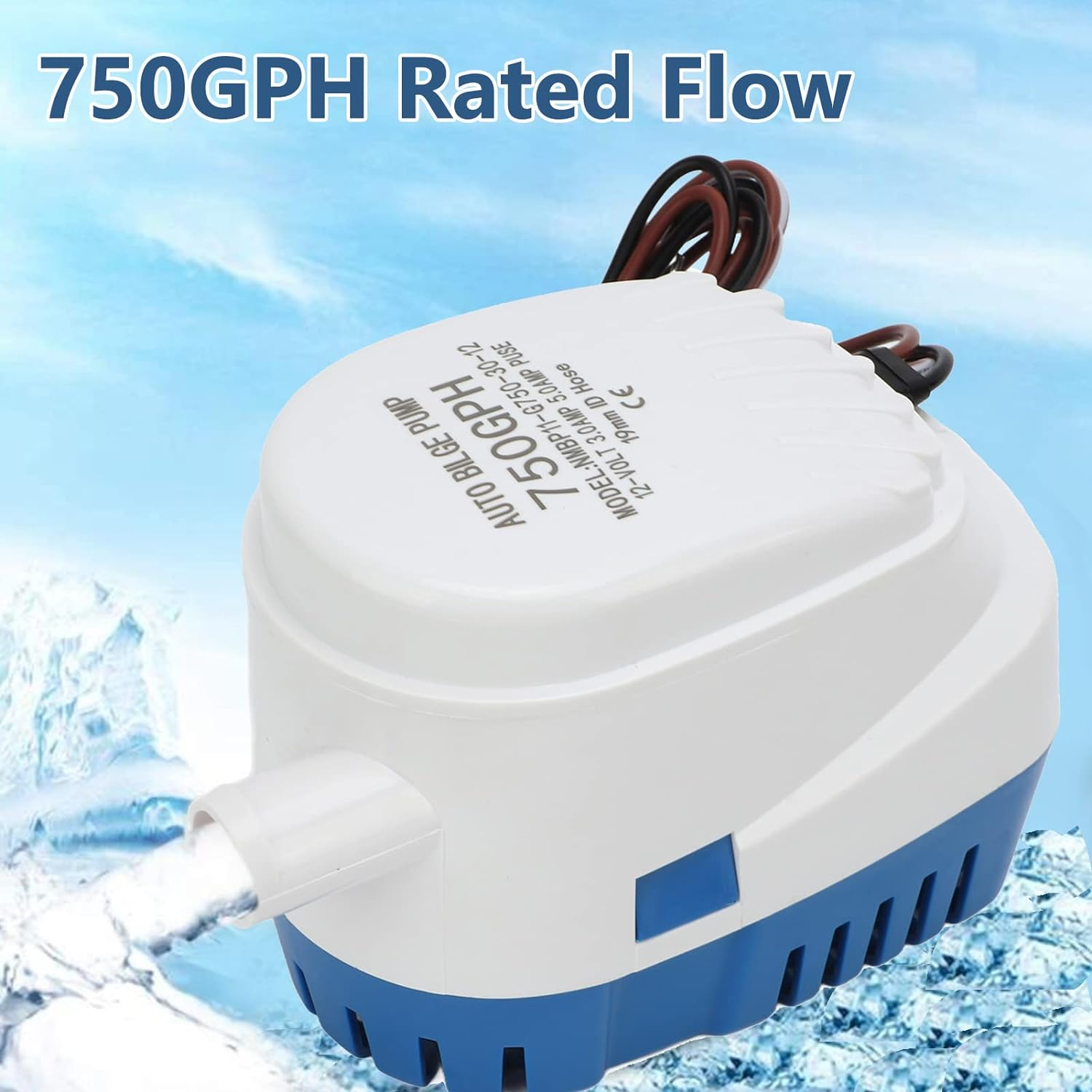 Boat Blige Water Pump, High Efficiency 12V 19Mm ID Good Sealing Automatic Submersible Electric Bilge Pump for Boats, Rvs, Caravans image number 6