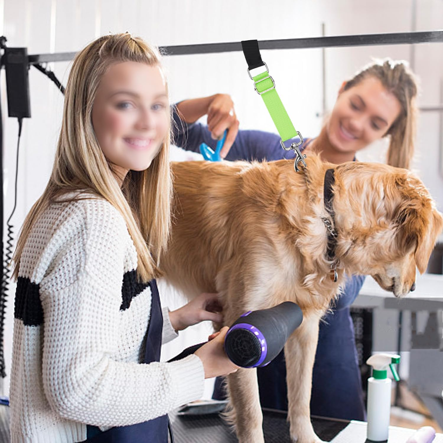 Pet Dog Grooming Table Arm Accessories Dog Grooming Loops for Table Arm Extender Adjustable Extension Loop Bathing Restraint Leash for Small & Medium Dogs (Red & Green) image number 1