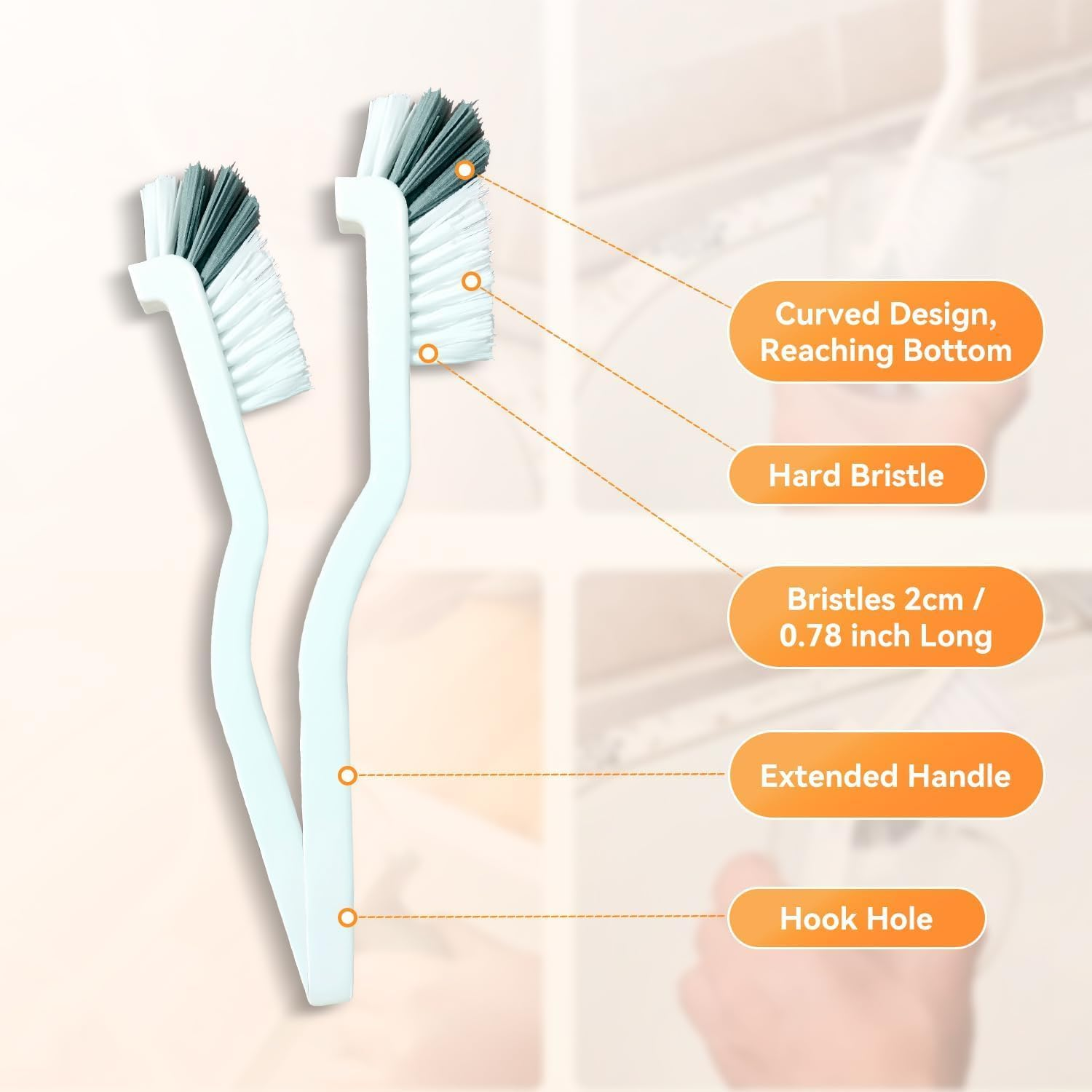 8PCS Multi-Purpose Cleaning Brush Set - Detail Scrub Brushes Kit for Groove, Corner, Grout, Home, Auto & More, Hard/Soft Bristle Tools for Kitchen, Bathroom, Toilet, Rust & Dirt Removal image number 3