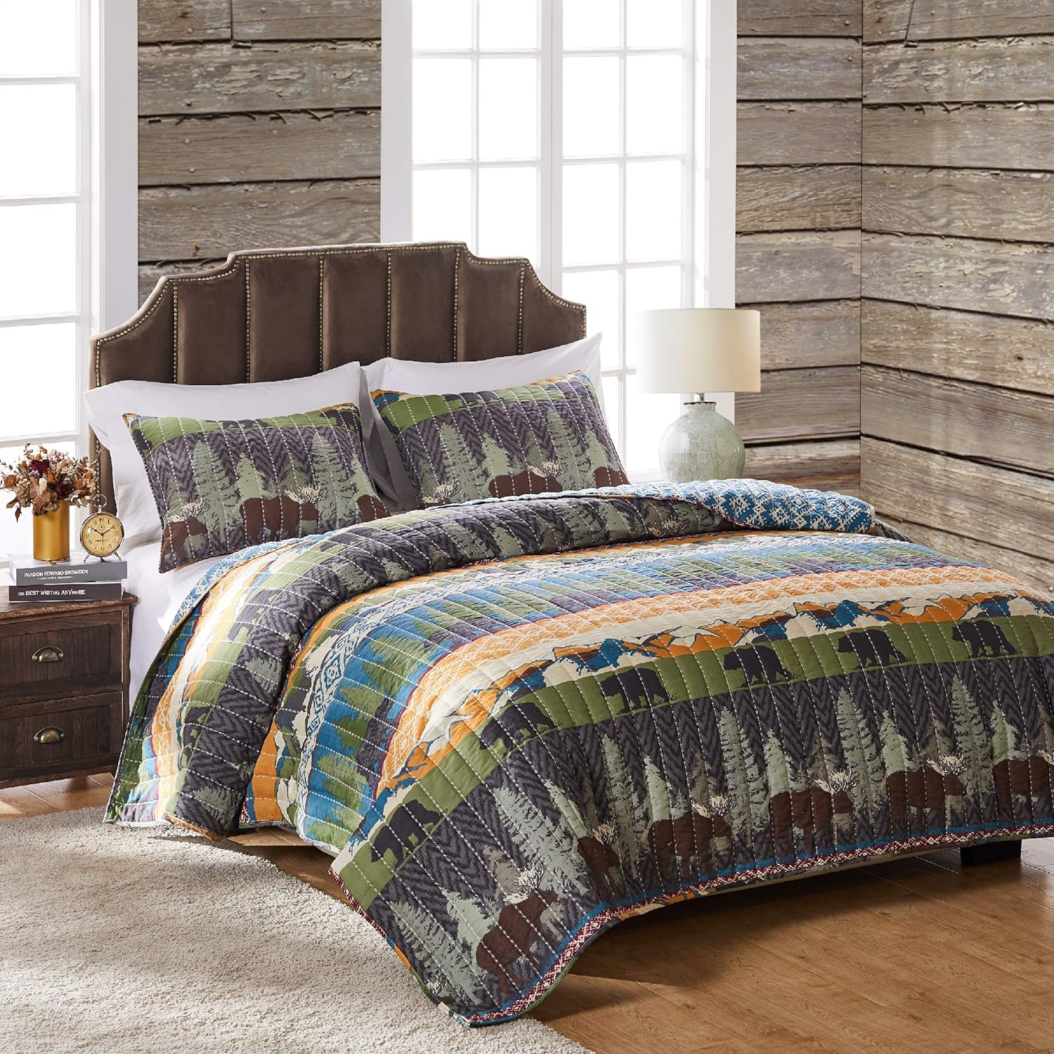 Greenland Home Black Bear Lodge Quilt Set, 5-Piece King - Includes Two Pillows image number 6