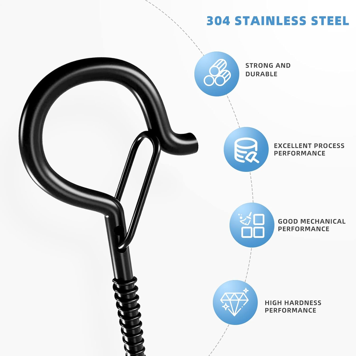 Esteopt Screw-In Hooks, Q-Hanger Hooks, Screw Hooks for Outdoor String Lights Plants, Birdcage, Feeders, Christmas Decor, Mounted on Ceiling or Wall (Black-8Pcs)