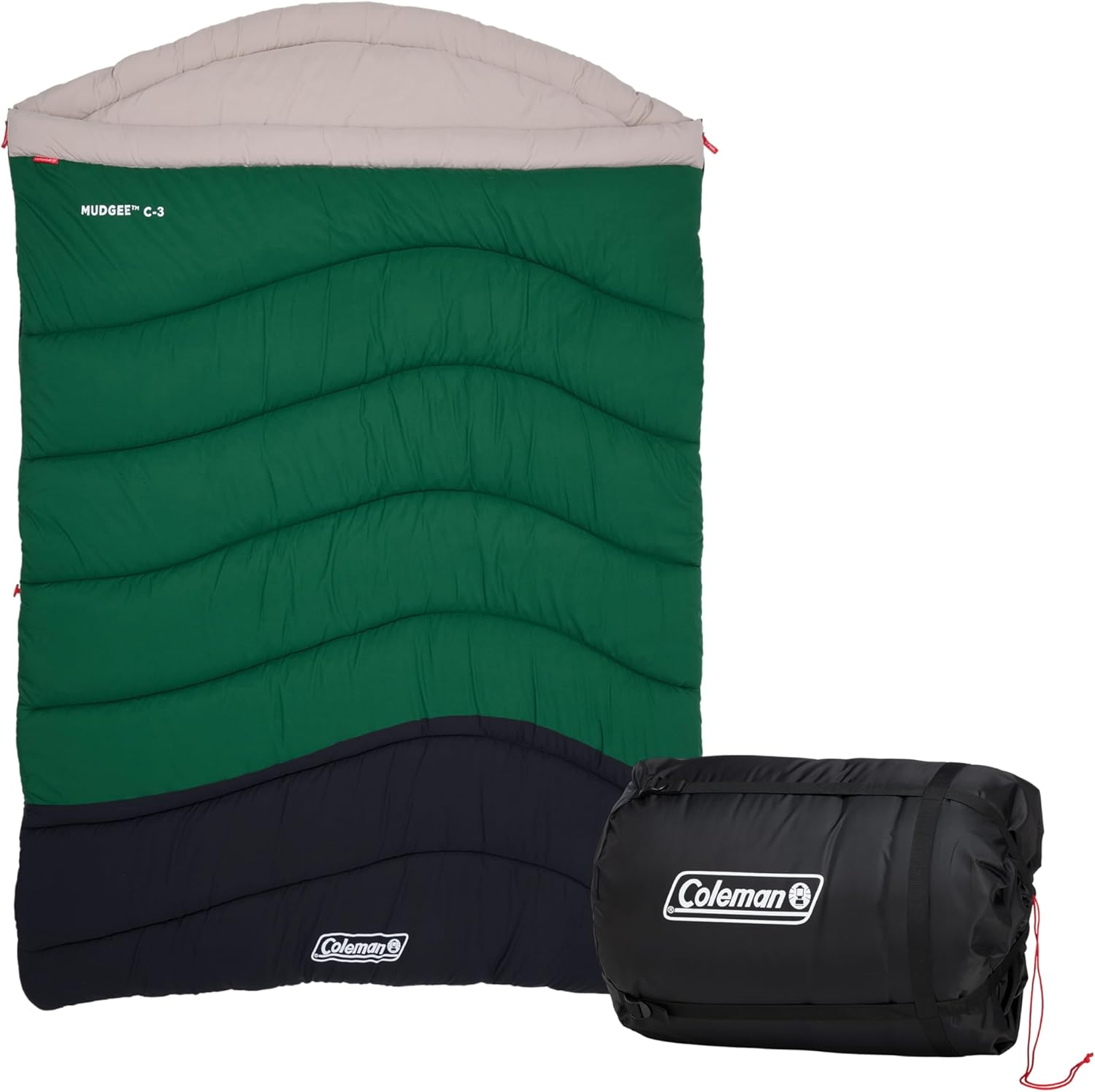 Coleman Mudgee -3&deg;C Double Sleeping Bag | 215X152Cm, Cold Weather, Polyester Fill with Extra Heat Retention, XL Stuff Sack, Brushed Polyester Shell & Lining, Comfort Cuff for Neck, Easy to Pack image number 2
