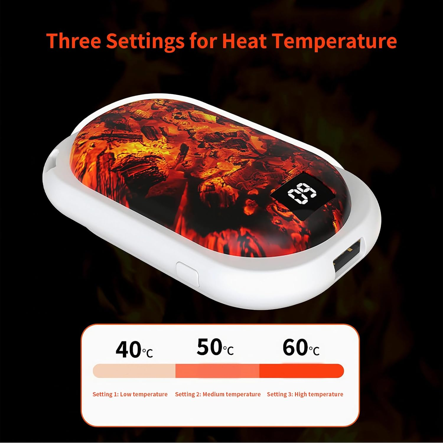 Hand Warmer Rechargeable, Electric Portable Pocket Heater with Power Bank Function, Gifts for Friends and Families, 12Hrs Long Lasting, 3 Heat Levels, for Arthritis, Camping, Hunting image number 5