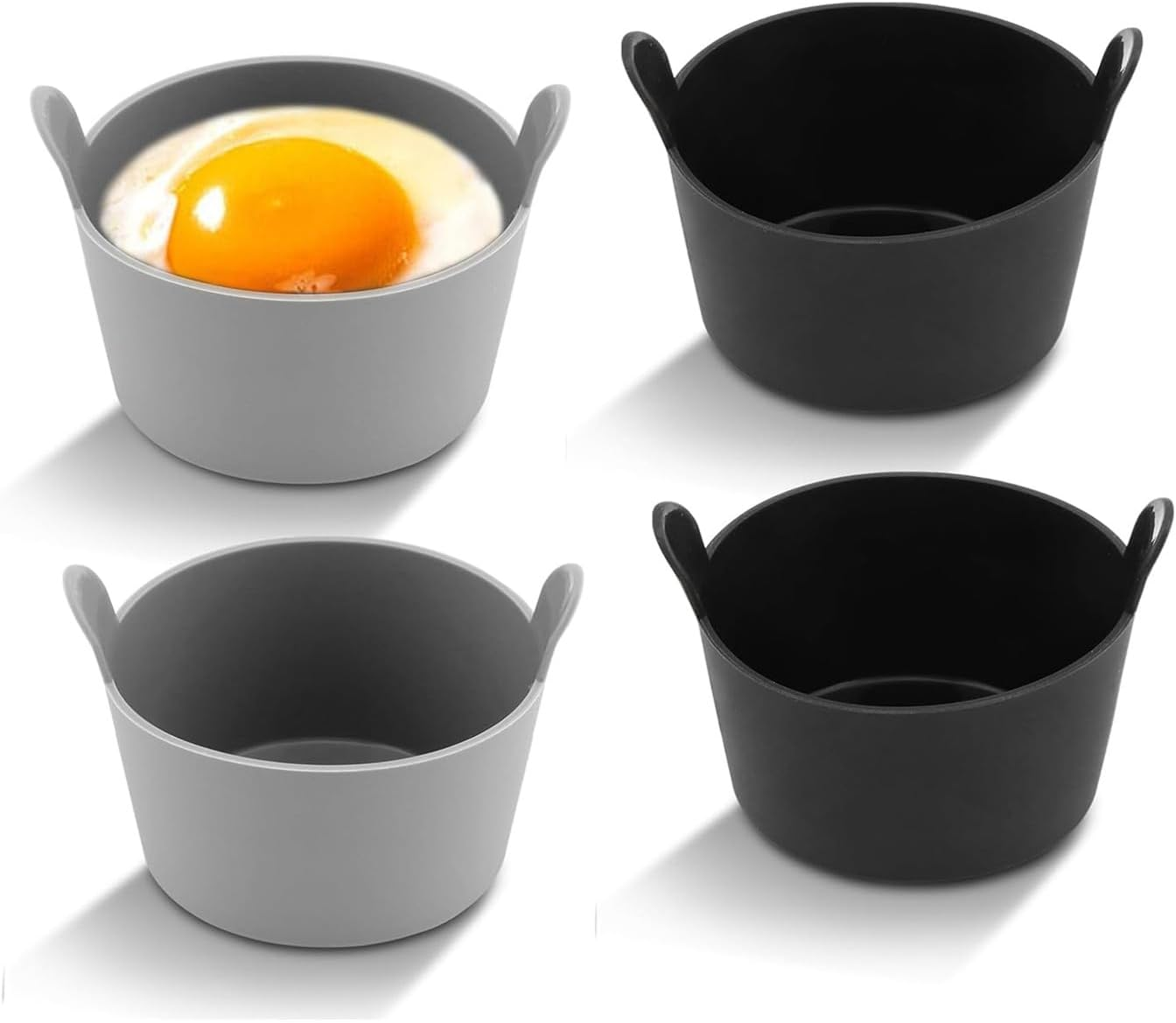 Coehaopike 4 Pcs Ramekins for Air Fryer, Silicone Air Fryer Egg Moulds, Non Stick Egg Poachers, Poached Egg Cup, Baking Cups, Large Muffin Cases for Air Fryer, Kitchen Gadget, Air Fryer Accessories (Grey)