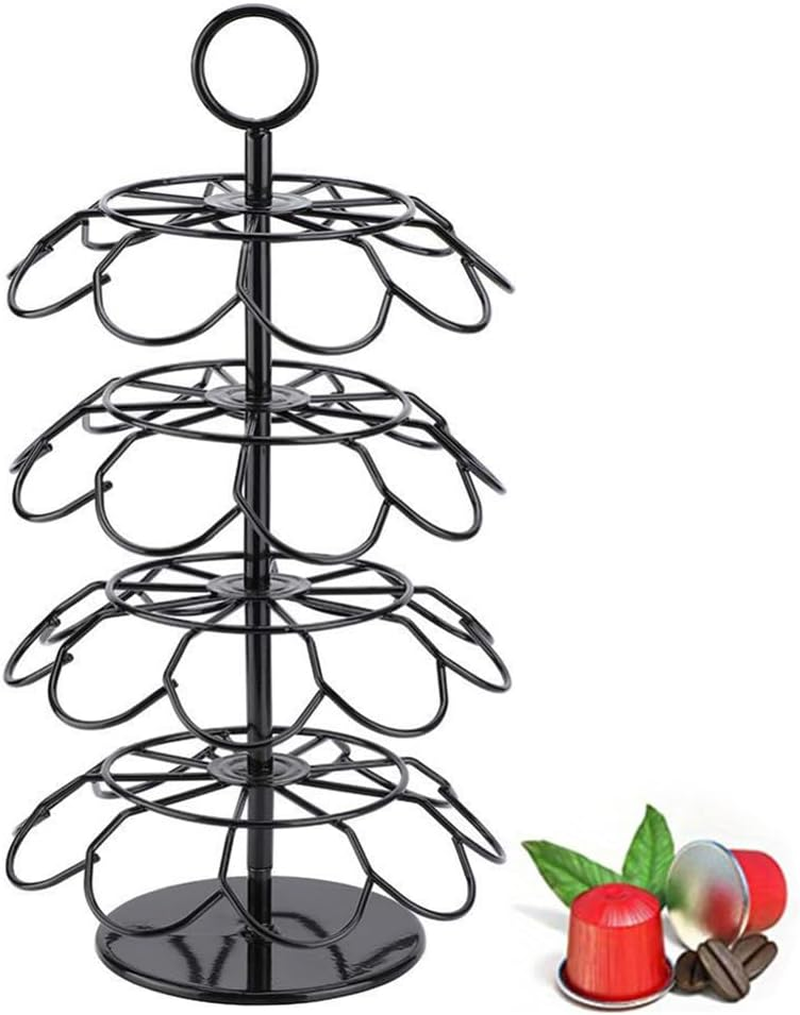 MOTRAIN Coffee Pod Holder Stand, Black Steel Rotating Cup Carousel for Home or Office, 4 Tiers, 36 Pods Storage Organizer, Spins 360-Degrees image number 6