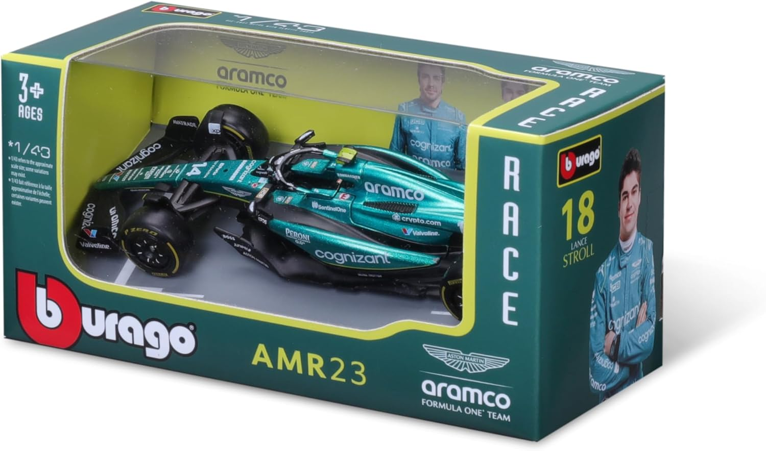 Bburago 38090 Formula 1 Aston Martin F1 Team AMR23 - F. Alonso 14 Season 2023 - Scale 1:43 12 Cm image number 6