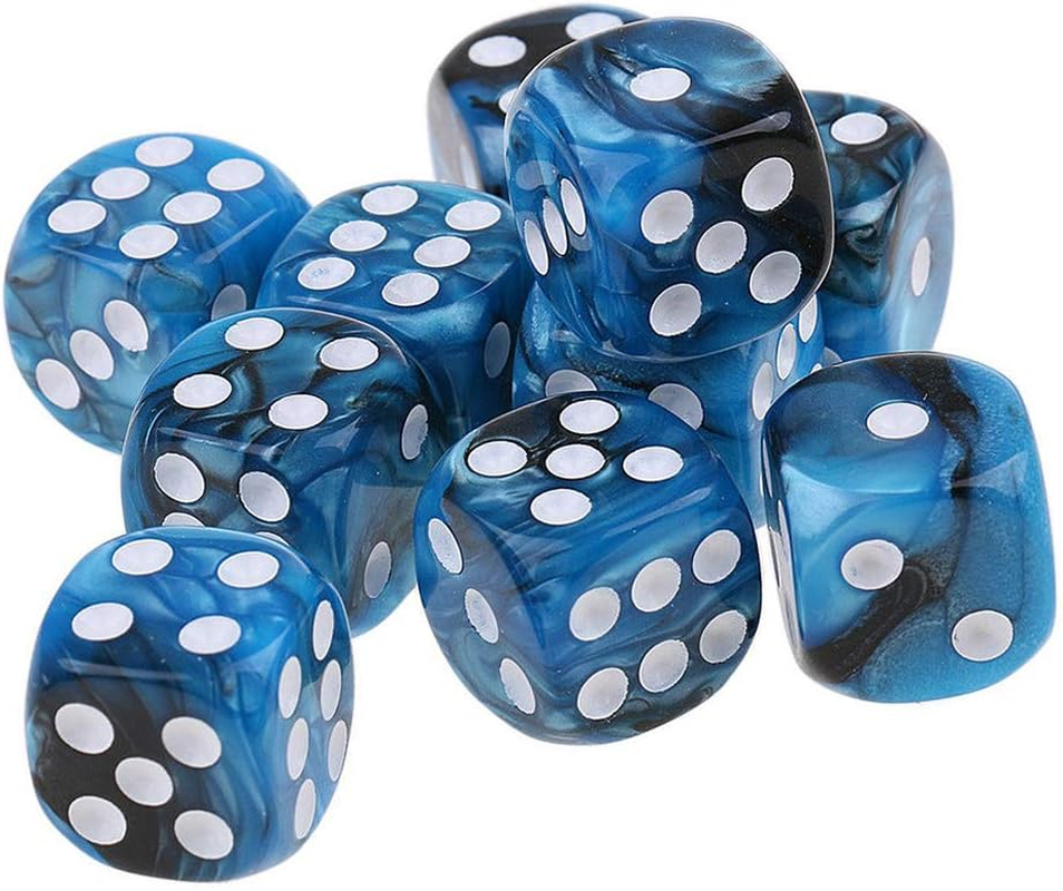 Yiotfandoll 10PCS Polyhedral Dice D6 Dice 16Mm Acrylic Dice Game Dice for RPG MTG DND Dice Table Games (Blue Black) image number 4