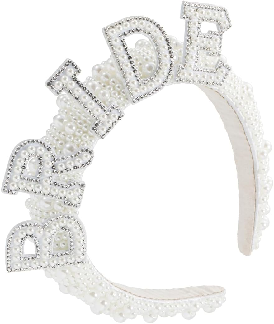 Pearl Bride Headband - Bachelorette Party Decorations, Bride Wide Pearl Headband image number 4