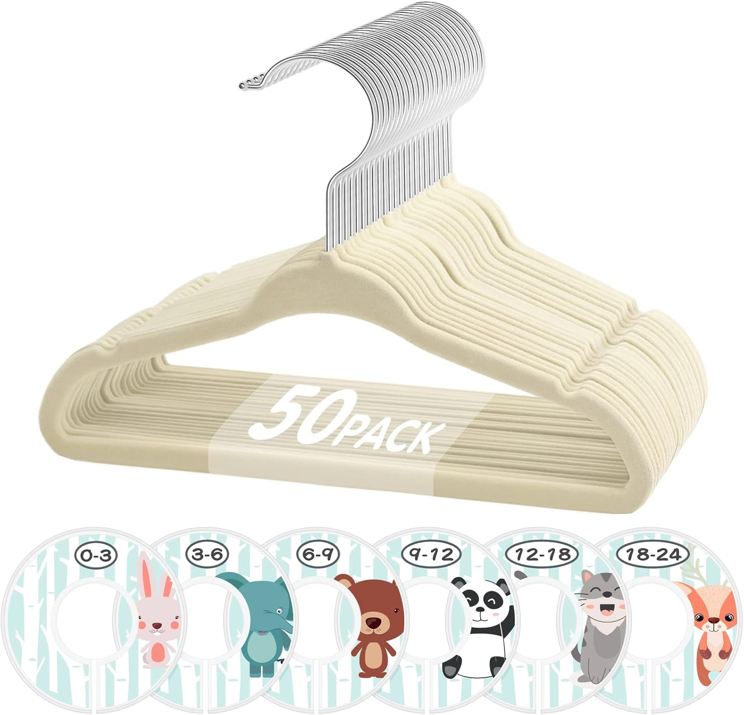 Baby Hangers, VIS'V 11 Inch Pink Velvet Kids Hangers with 6 Pcs Size Dividers Non Slip Nursery Children Closet Clothes Hangers for Infant Toddler Girls & Boys - 30 Pack